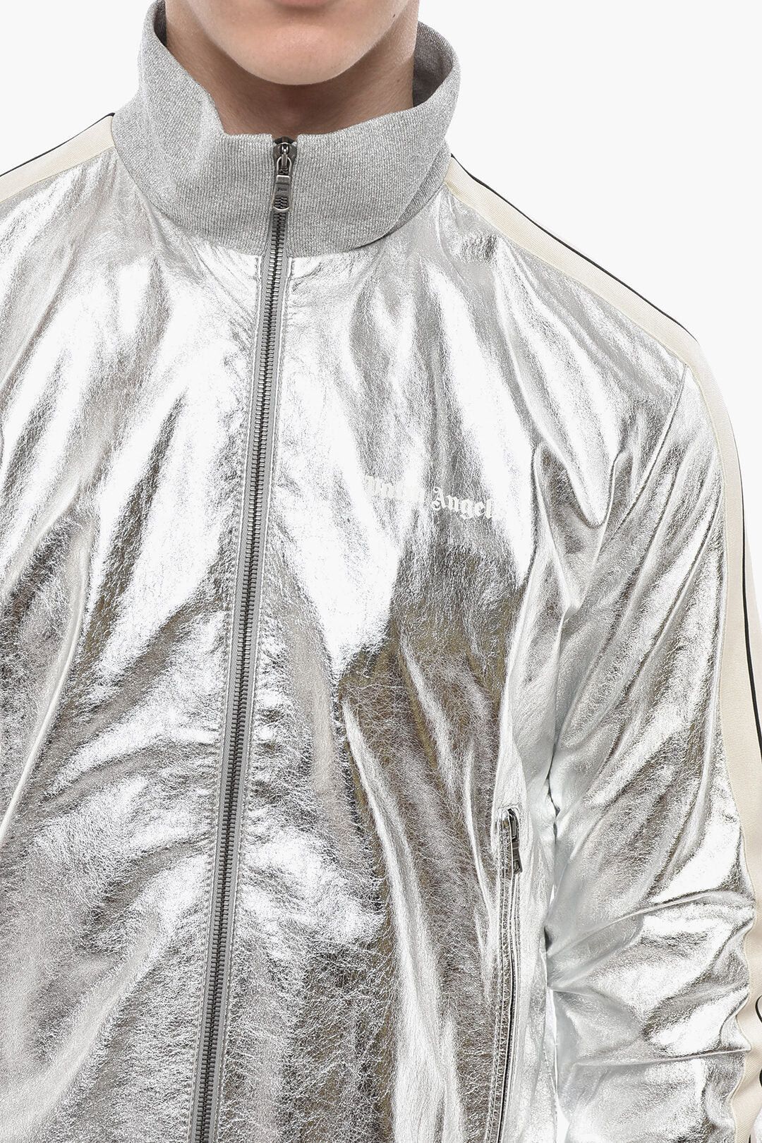 Palm Angels og1mm0326 Lamé Leather Bomber Jacket in Sliver Size US S / EU 44-46 / 1 - 3 Thumbnail