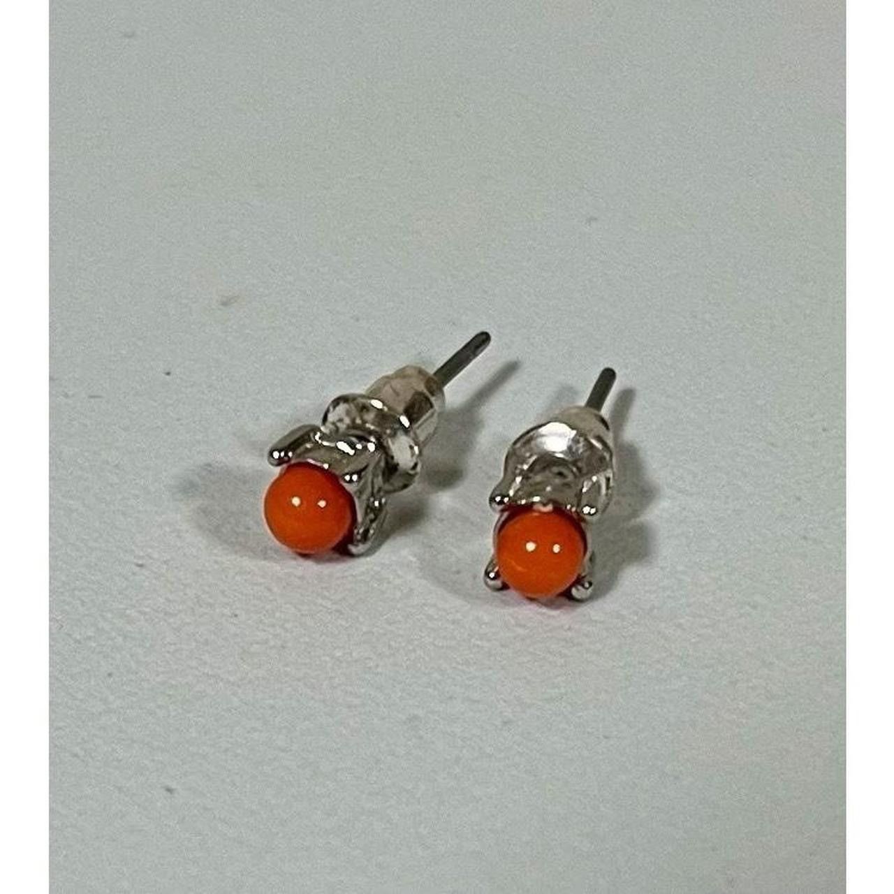 Jewelry × Vintage Silver Orange Crystal Gemstone Studs Pair Earrings Jewelry 🍊 Size ONE SIZE - 4 Thumbnail
