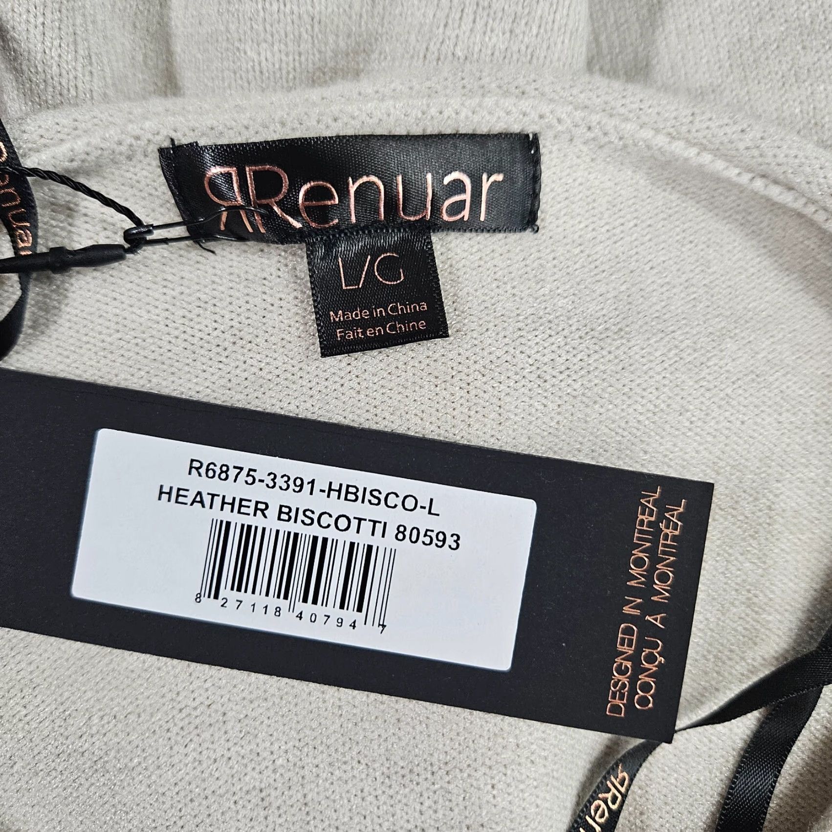 Vintage Renuar Womens Sweater On Demand L Large Beige Viscose Polyester Long Sleeve Pullover Knit Sl 25.5" 20" 24" NWT Size L / US 10 / IT 46 - 6 Thumbnail