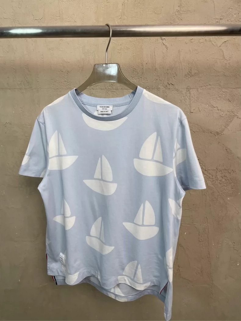 Thom Browne Thom Browne Light blue sailing boat round collar short sle Size XS / US 0-2 / IT 36-38 - 4 Thumbnail