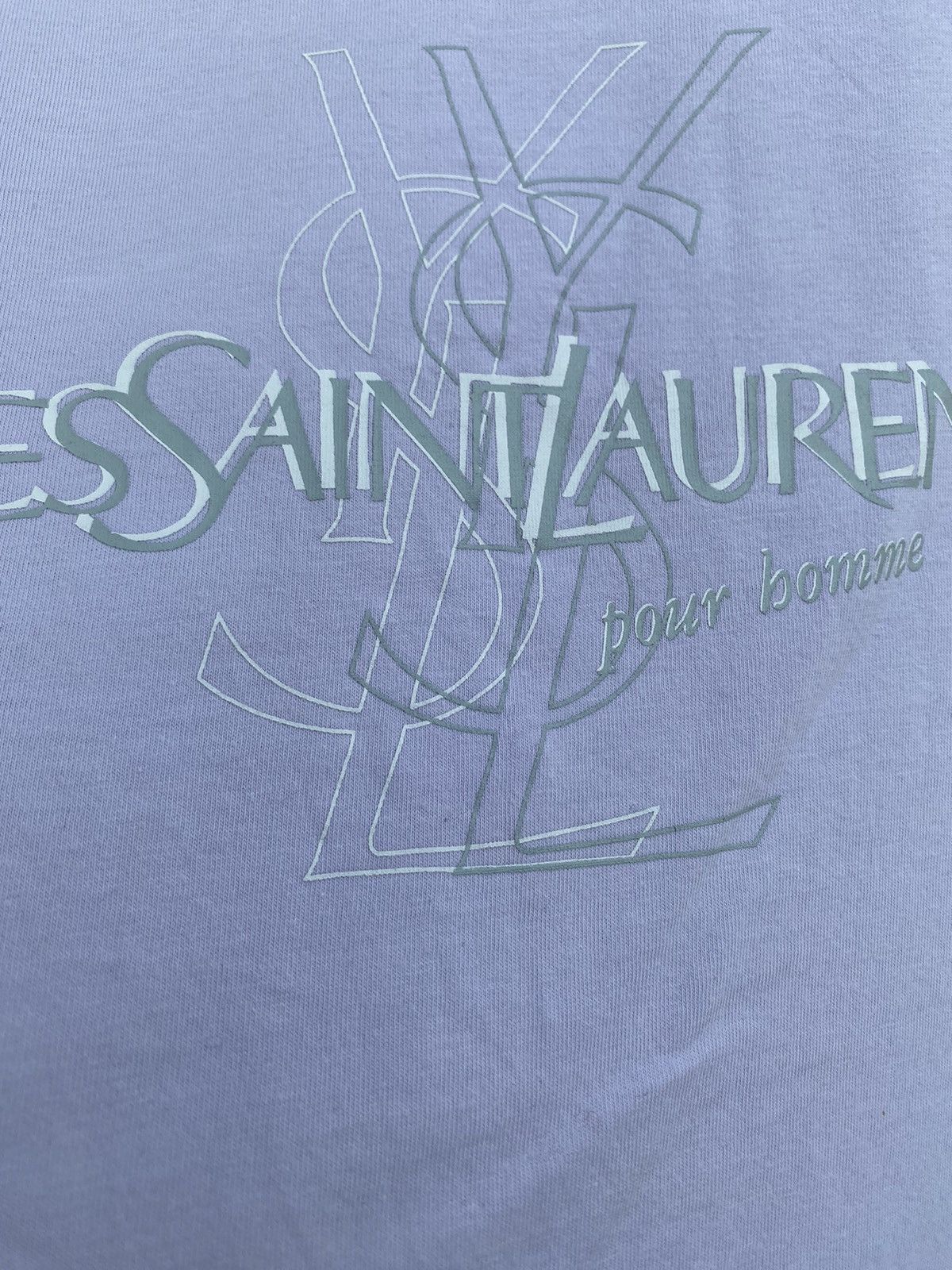 Yves Saint Laurent Lilac YSL T-Shirt Big Logo Double Layer YSL Shirt YSL Tee Size US L / EU 52-54 / 3 - 3 Thumbnail