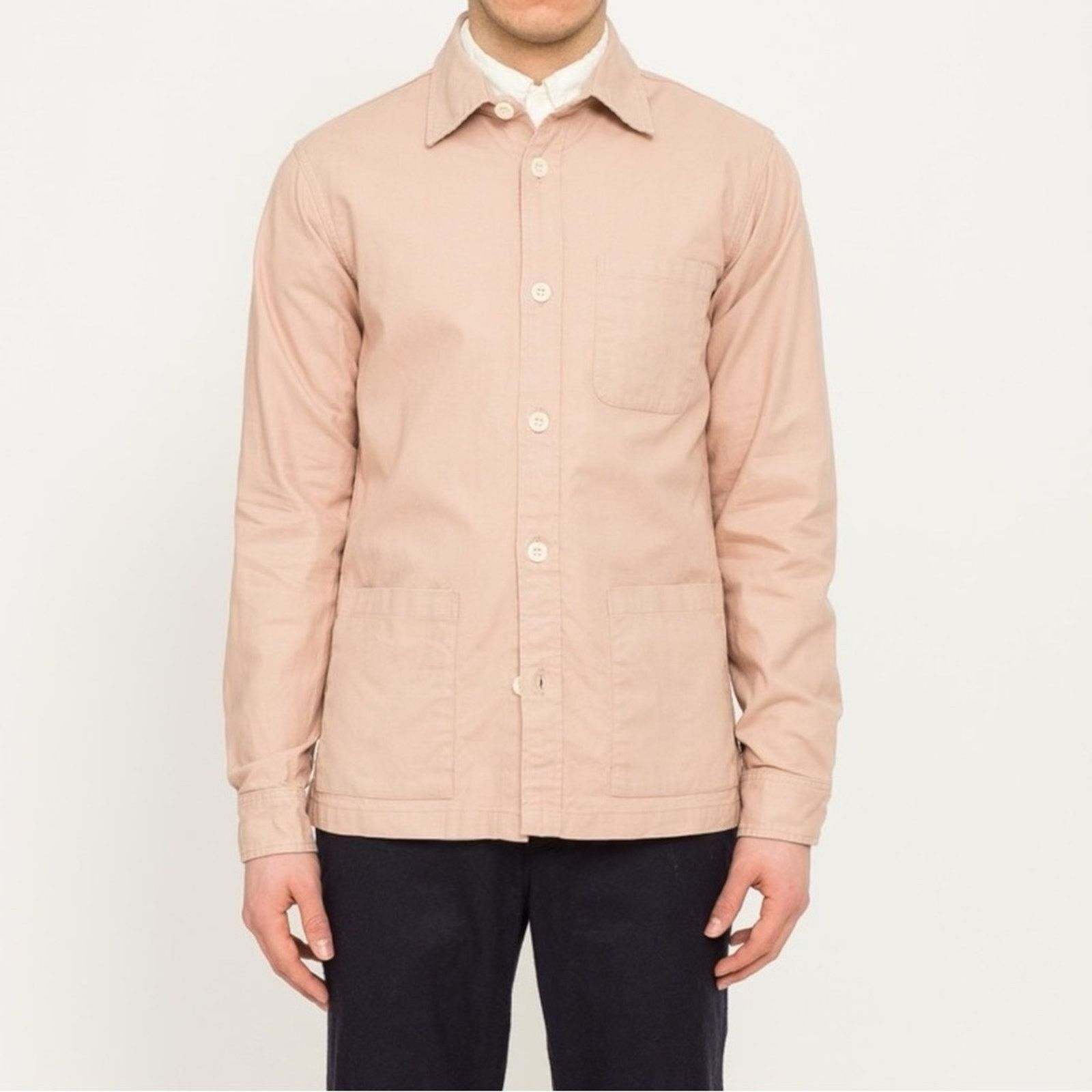 Corridor Rose Overshirt - Pink Cotton Linen Shirt Chore Jacket Coat Size US L / EU 52-54 / 3 - 1 Thumbnail