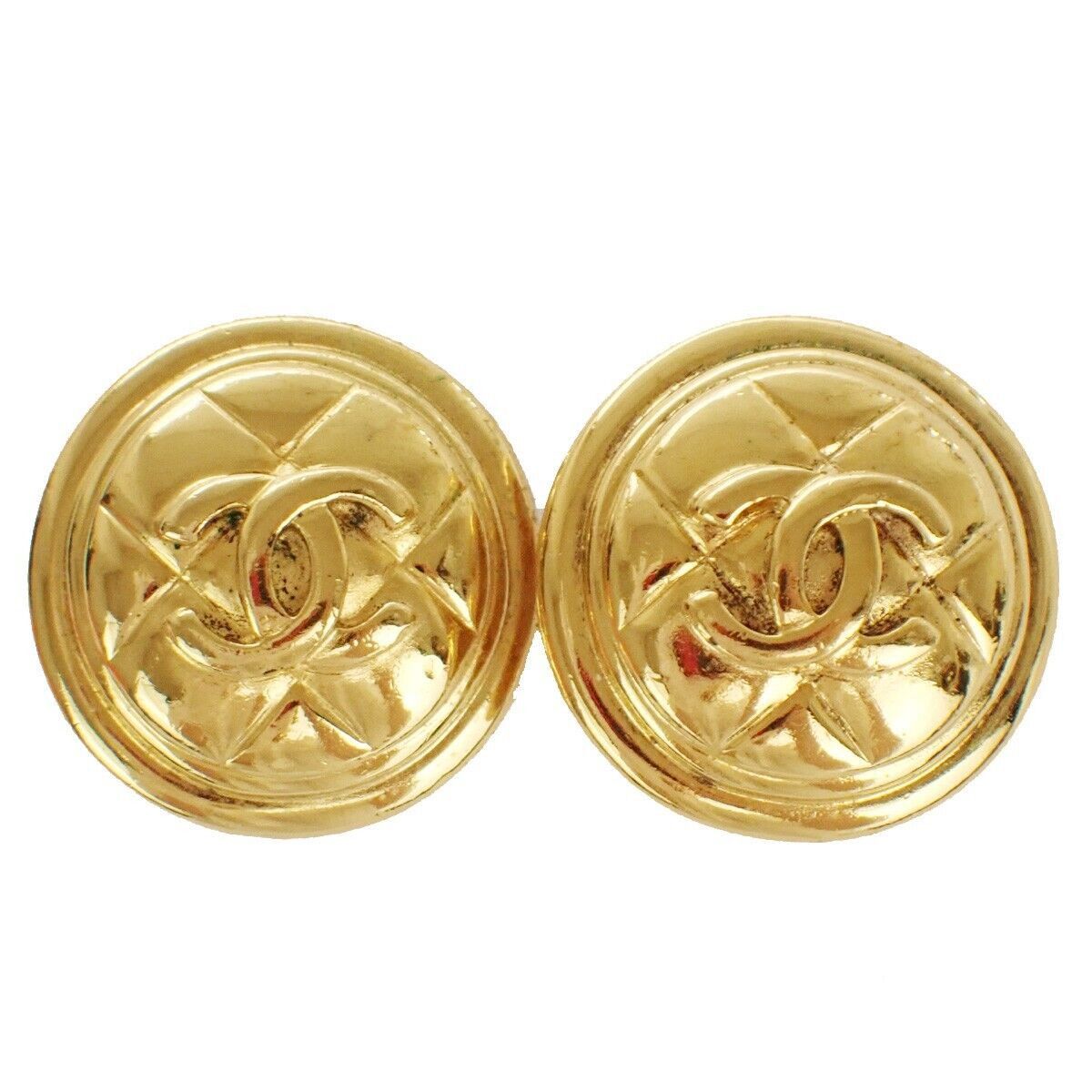 image of Chanel Matelasse Earrings in Gold, Women's