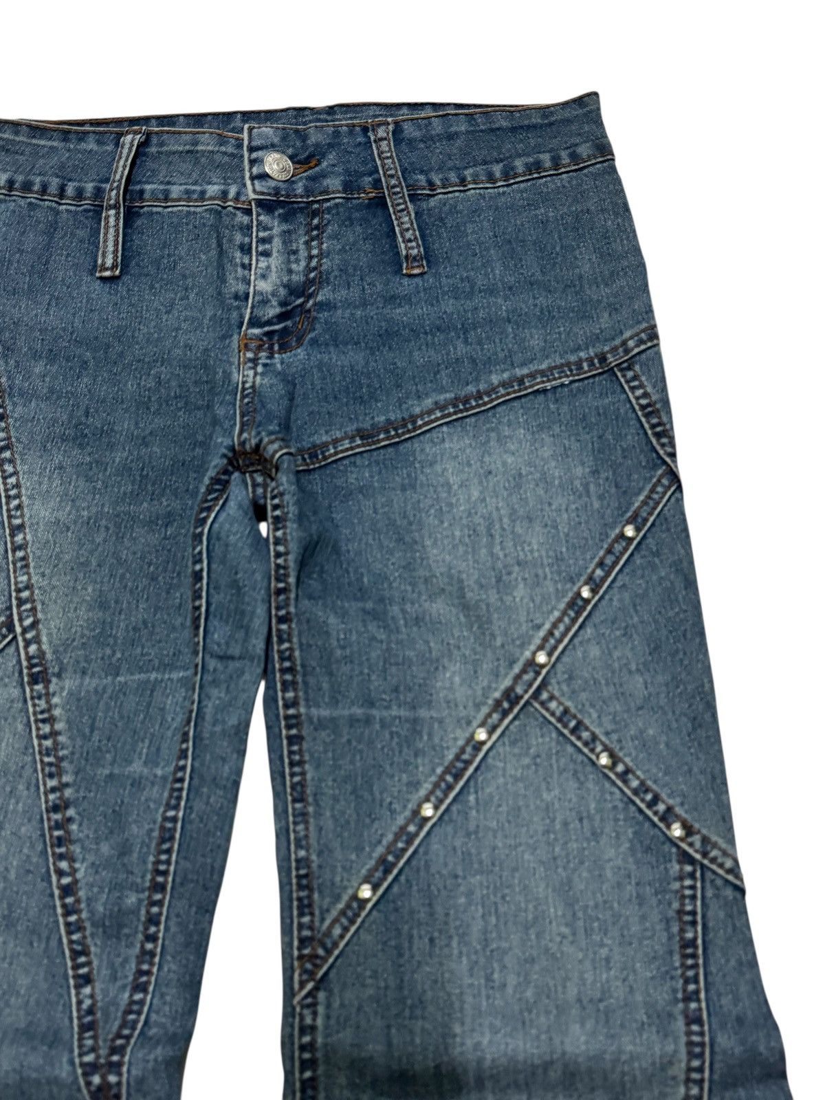 Hysteric Glamour Vintage Y2K Wide Flare Elastic Jeans Stud Detail Unisex Size US 27 - 5 Thumbnail