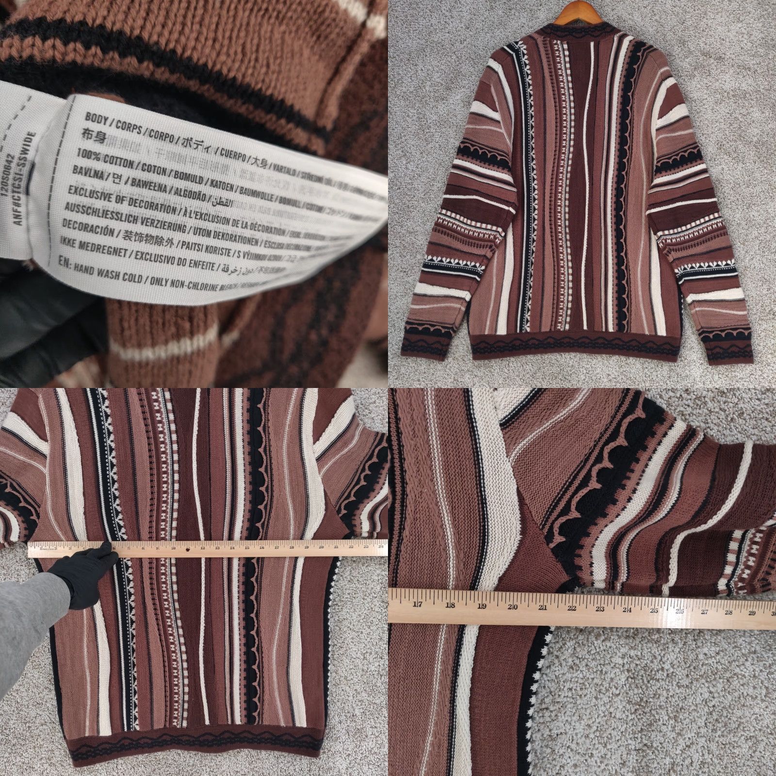 Abercrombie & Fitch Abercrombie & Fitch Sweater Mens M Brown 3D Knit Chunky Coogi Style Cardigan Size US M / EU 48-50 / 2 - 8 Thumbnail