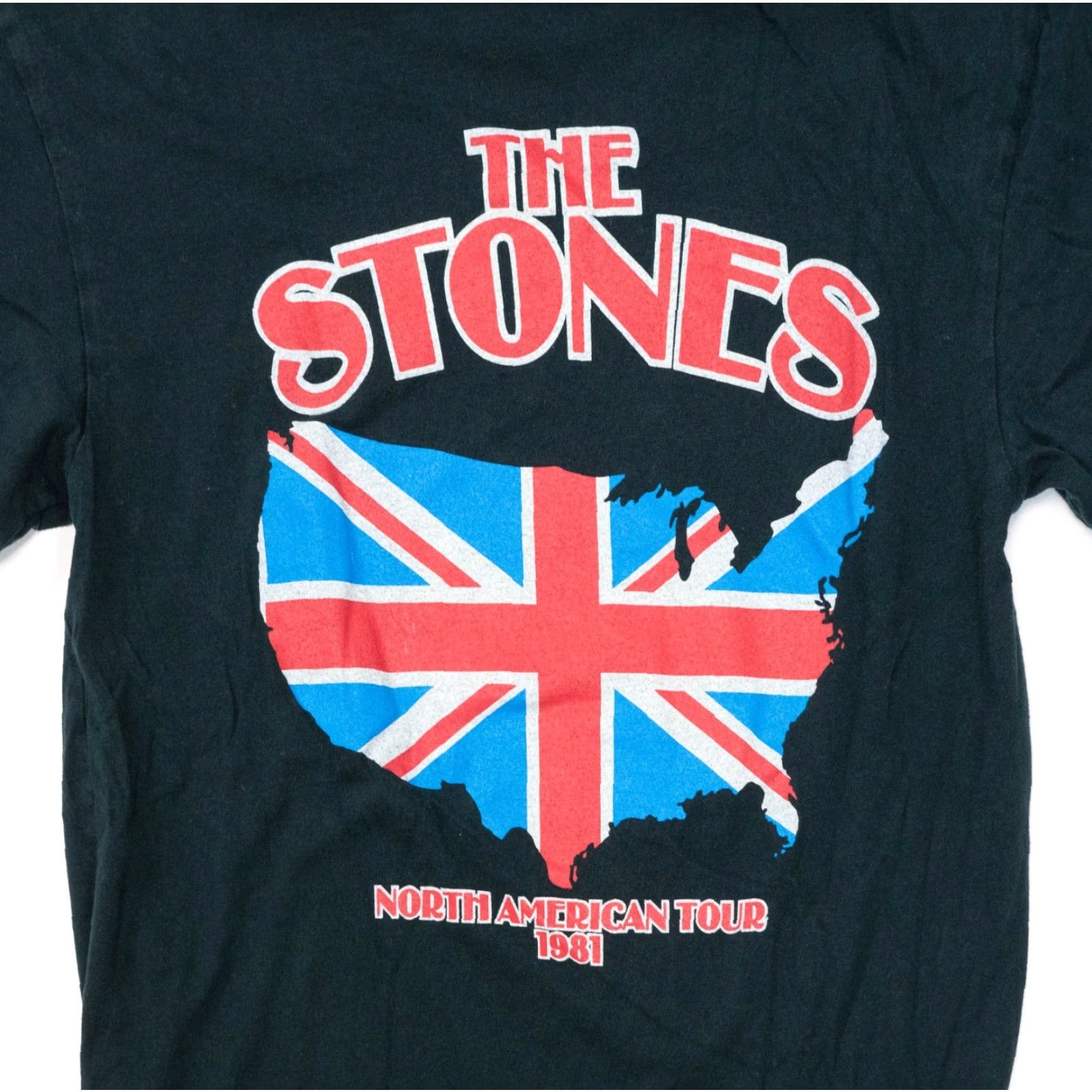 Vintage The Rolling Stones Merch Shirt S Black Union Jack North American Tour 1981 Mens Shirt Graphic Tee 80s Band Music Cotton Blend Union Jack Size US S / EU 44-46 / 1 - 5 Thumbnail