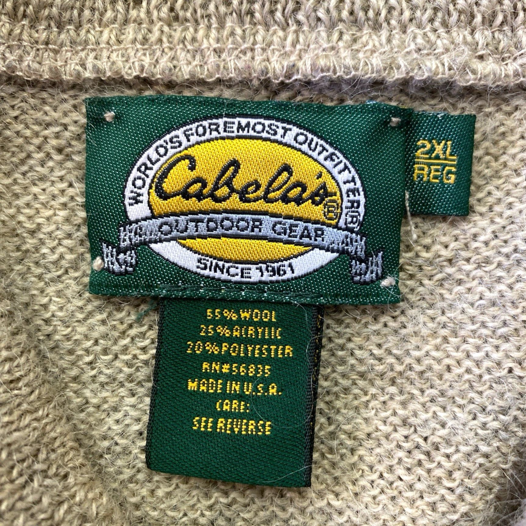 Vintage VINTAGE Cabela's Outdood Wool Blend Sweater Shirt 2XL Beige Mens 90s Classic Outdoor Wool Blend Pullover Sweater Size US XXL / EU 58 / 5 - 3 Thumbnail
