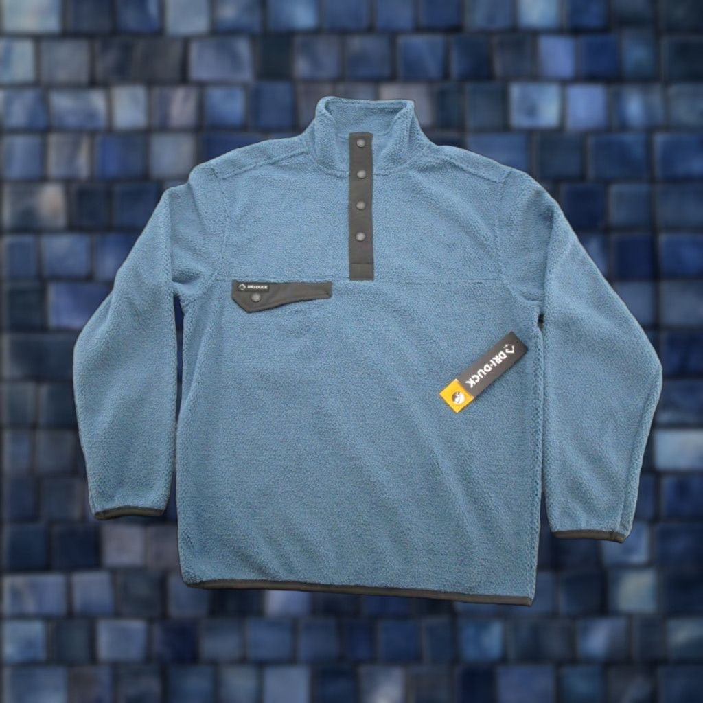 Vintage DRI DUCK Mens Sweater Pullover 1/4 Snap Mountain Fleece Sherpa Jacket Size S Blue Knit Logo Button Casual Outdoor Mens Size US S / EU 44-46 / 1 - 1 Thumbnail