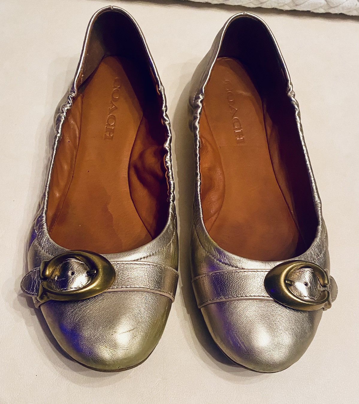 Coach Coach Stanton Champagne Leather C Buckle Ballet Flats 9.5 M Size US 9.5 / IT 39.5 - 10 Thumbnail