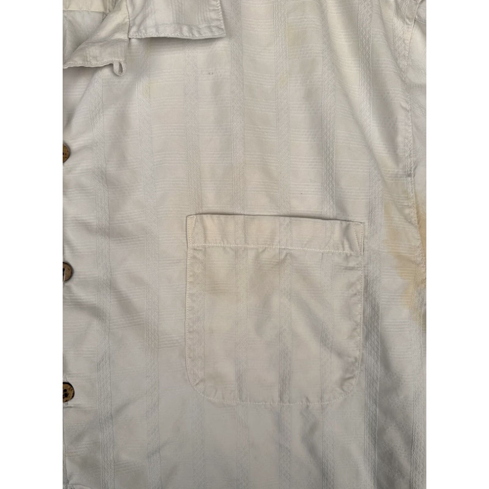 Tommy Bahama Tommy Bahama Shirt Men XL Beige Silk Button-Up Short Sleeve Casual Resort Aloha Beach Hawaii 44in Chest Mens Premium Pattern: Striped Vintage: No Size US XL / EU 56 / 4 - 6 Thumbnail