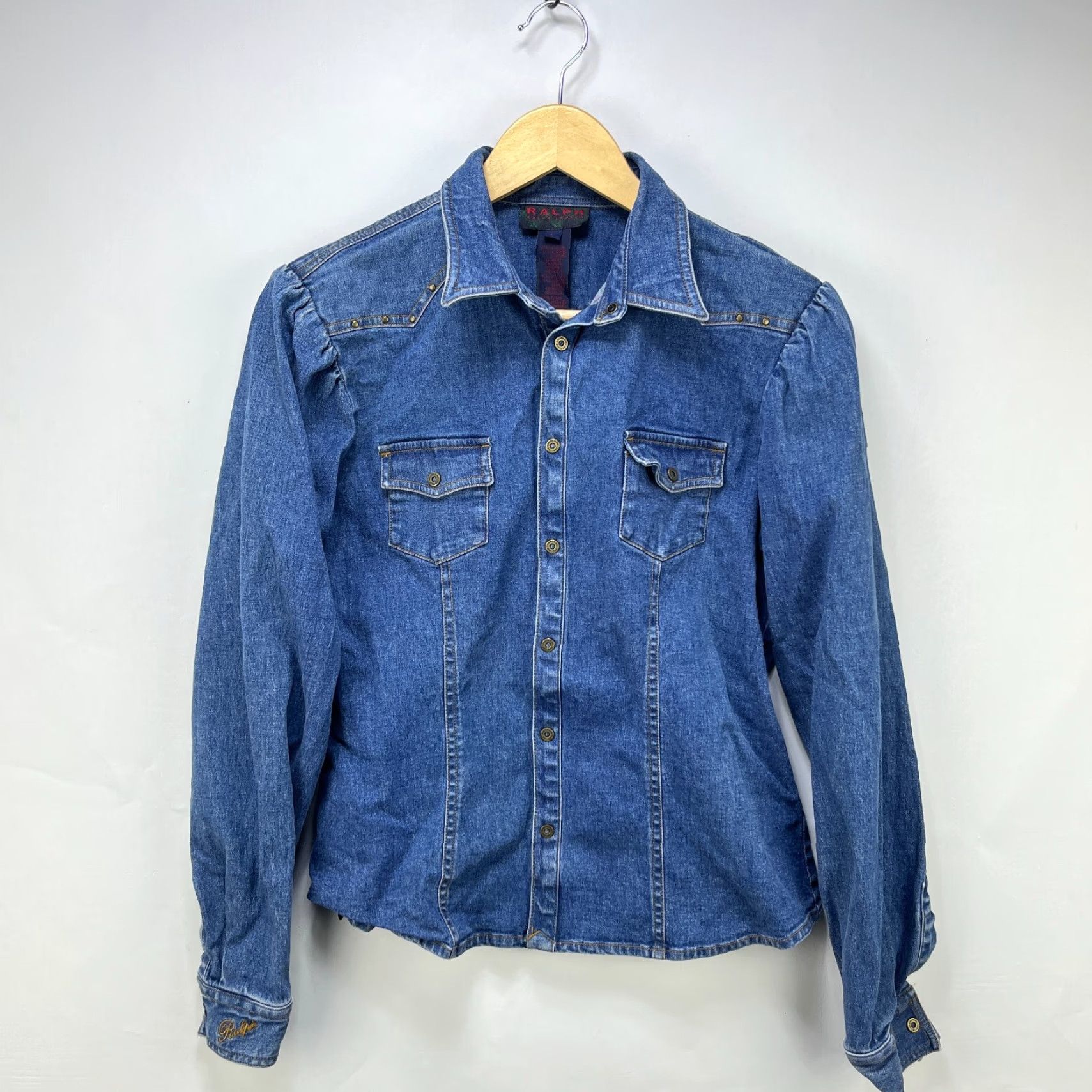 Ralph Lauren VINTAGE Ralph Lauren Denim Jacket Womens L Blue 90s Denim Jacket Snap Size L / US 10 / IT 46 - 2 Thumbnail