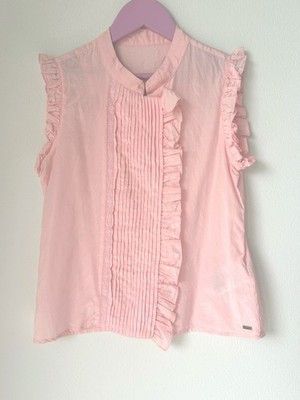 John Galliano John GALLIANO Designer Girls Pink Frill Silk / Cotton Blouse Size S / US 4 / IT 40 - 1 Thumbnail