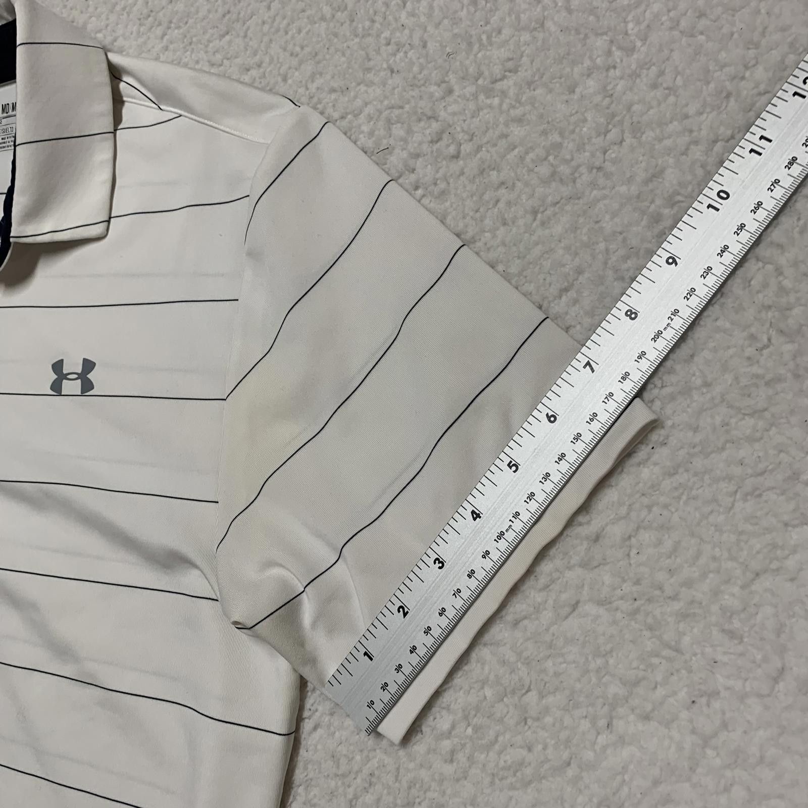 Under Armour Under Armour Men's Medium White Striped Polo Shirt Size US M / EU 48-50 / 2 - 9 Thumbnail