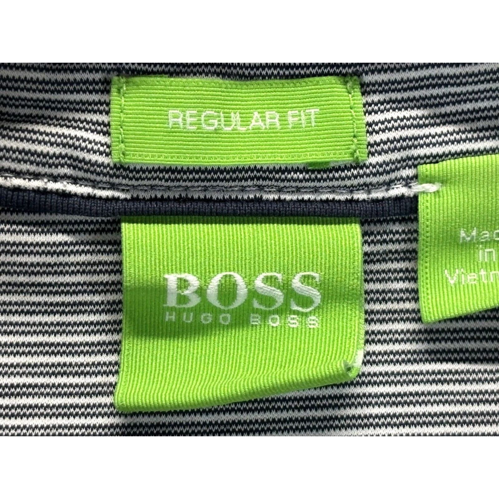 Hugo Boss HUGO BOSS Polo Shirt Adult Large Striped Short Sleeve Black & White Cotton Blend Mens Size US L / EU 52-54 / 3 - 5 Thumbnail