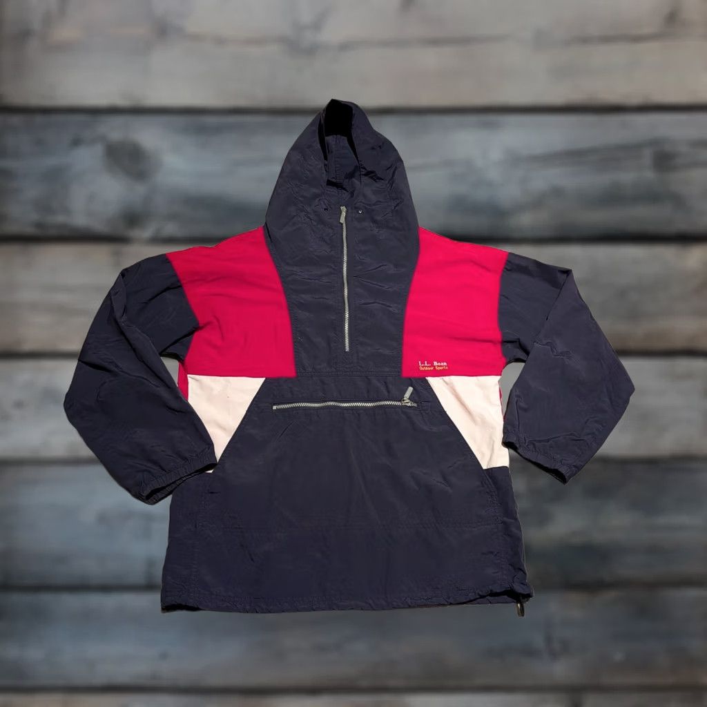 Vintage VINTAGE 90s LL Bean Anorak Jacket Mens S/M Red Blue Hooded Windbreaker Pullover USA Size US S / EU 44-46 / 1 - 1 Thumbnail