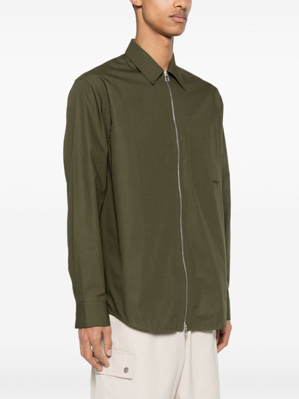 OAMC o1y0225 Solid Color Zip Shirt in Olive Green Size US S / EU 44-46 / 1 - 2 Thumbnail