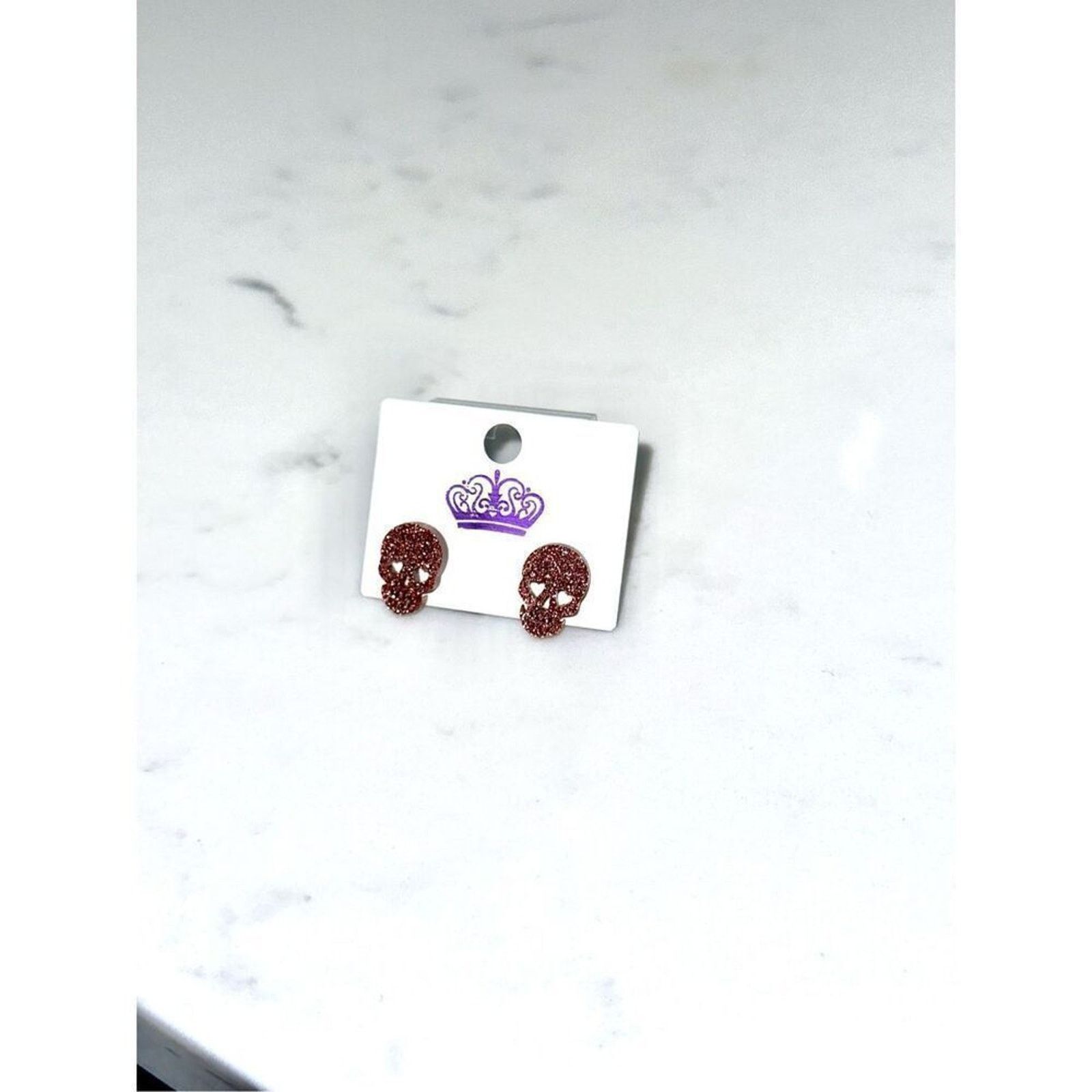 Other Orange Glitter Skull Earrings | Sz OS, NWOT Size ONE SIZE - 2 Thumbnail