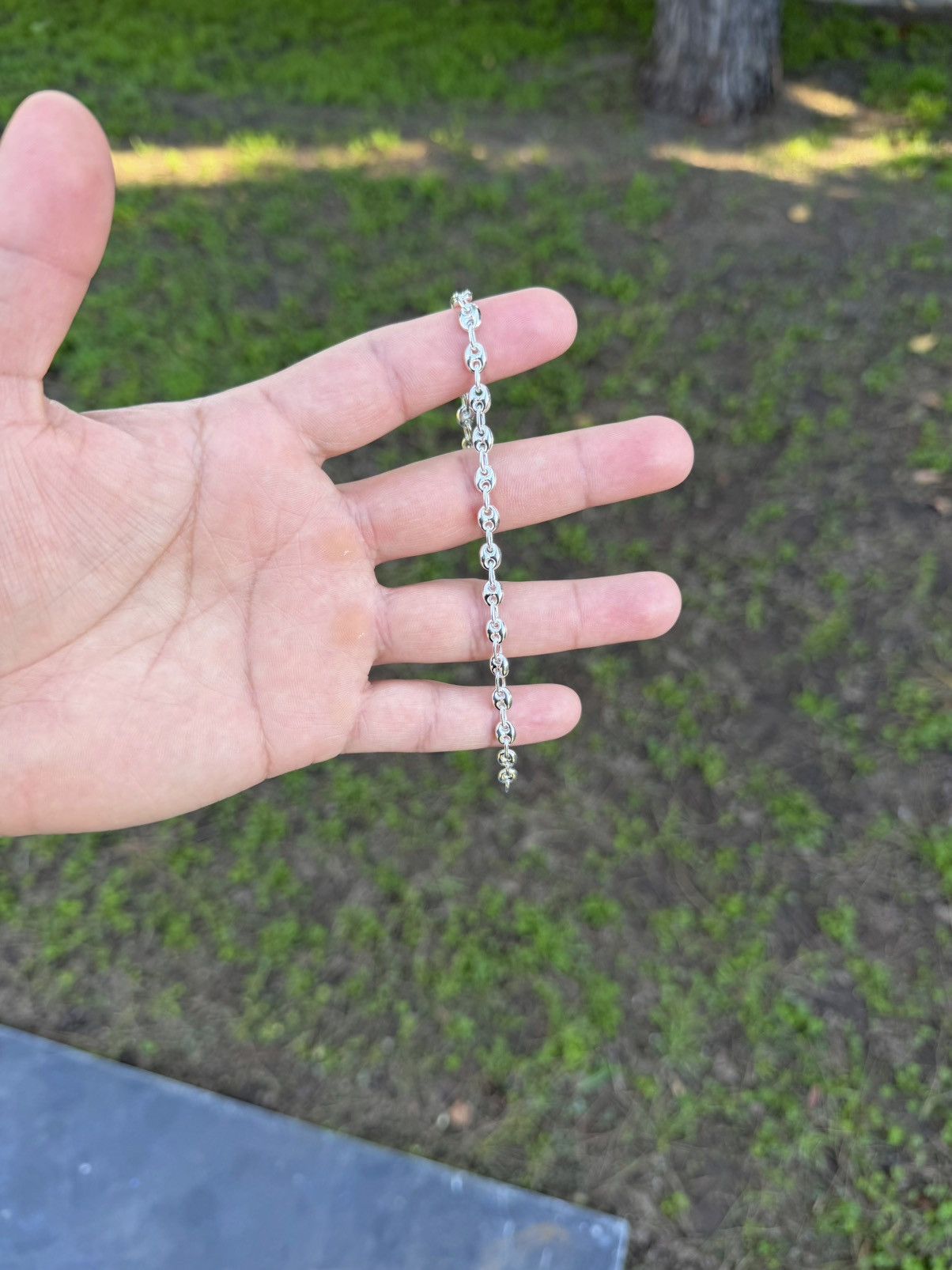 Sterling Silver Silver puffed mariner chain bracelet 7” Size ONE SIZE - 3 Thumbnail