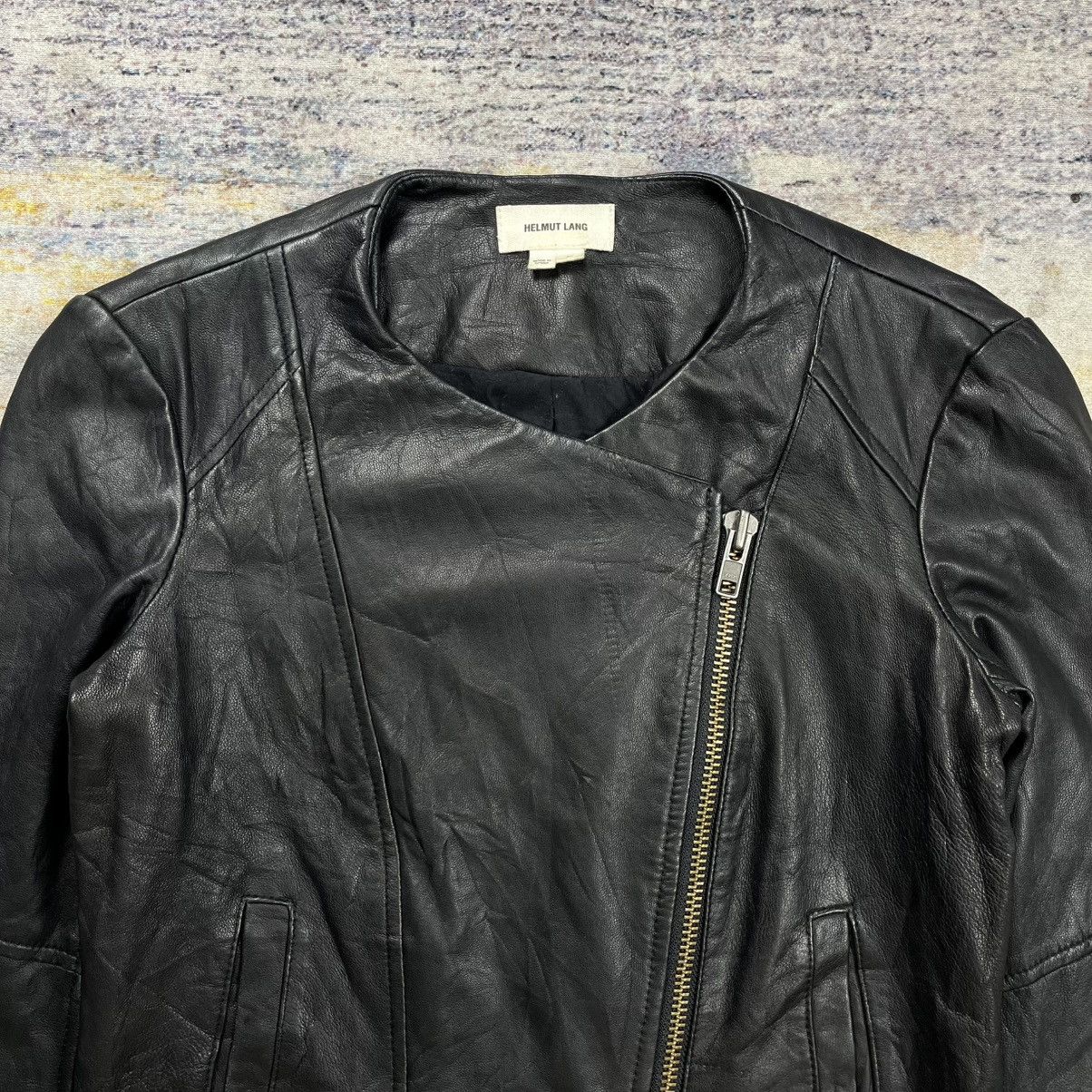 Helmut Lang cropped asymmetrical multi zipper leather jacket