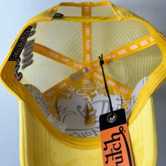 Designer × Von Dutch NWT VON DUTCH YELLOW VELVET HOLLYWOOD TRUCKER HAT Size ONE SIZE - 8 Thumbnail