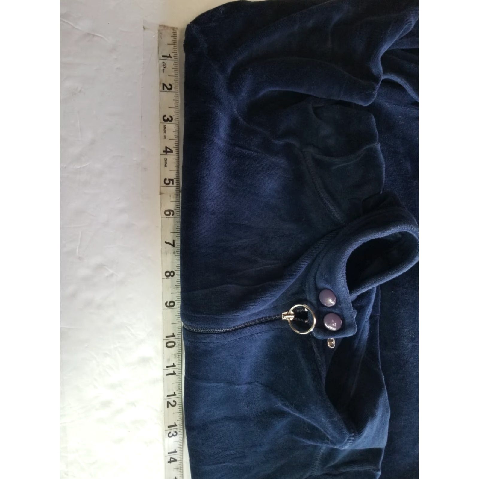 Juicy Couture VINTAGE Juicy Couture Navy Blue Velour Zip Up Track Jacket L Large Women Coat Overcoat Size L / US 10 / IT 46 - 3 Thumbnail