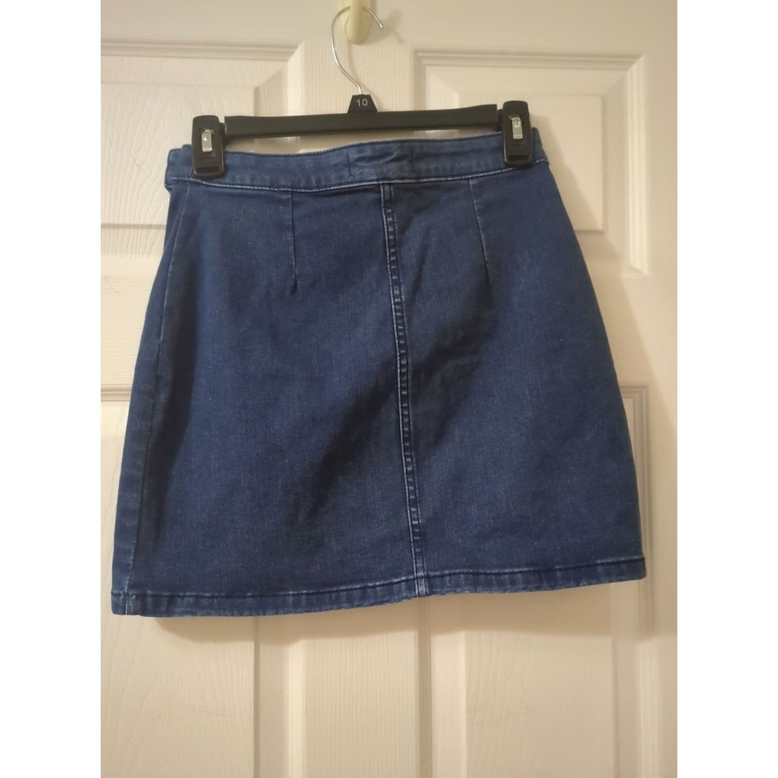 Vintage We The Free Clubhouse Blue Denim Stretch Mini Skirt Snap Front Womens Size 0 Size 25" / US 0 / IT 36 - 3 Thumbnail