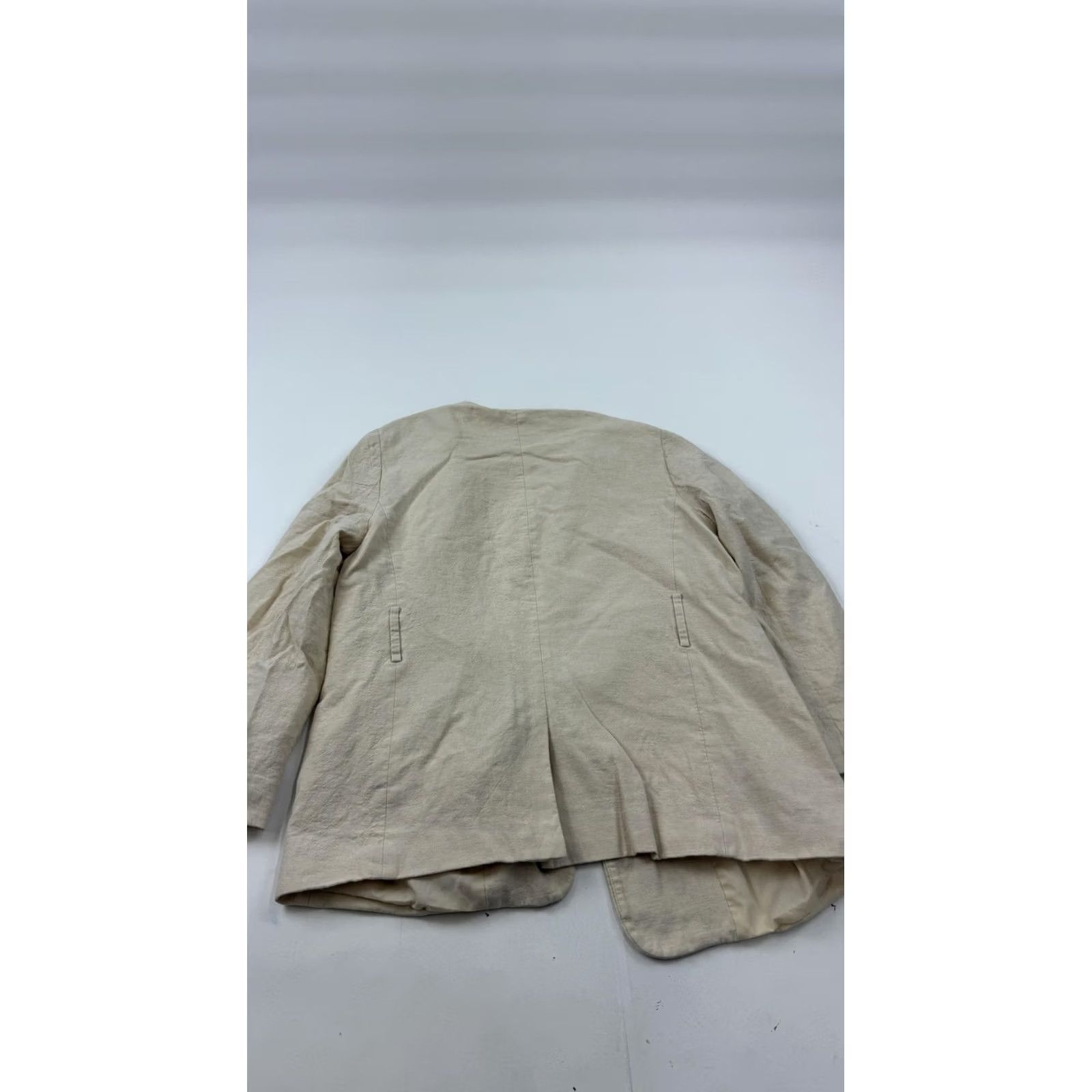 Banana Republic Banana Republic Blazer Womens 8 Beige Linen Blend Open Front Lined Casual Jacket Size M / US 6-8 / IT 42-44 - 6 Thumbnail