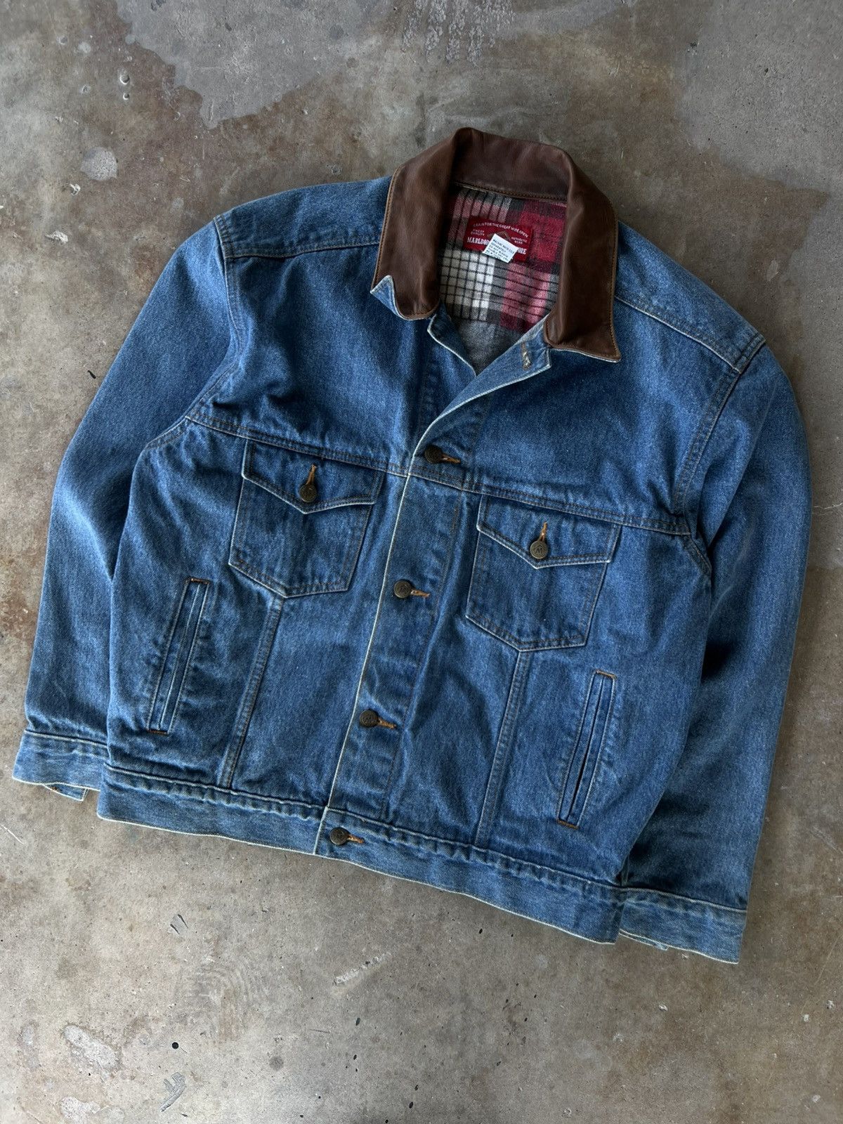 Marlboro Vintage 90’s Marlboro Essential Workwear Denim Jacket Size US M / EU 48-50 / 2 - 2 Thumbnail