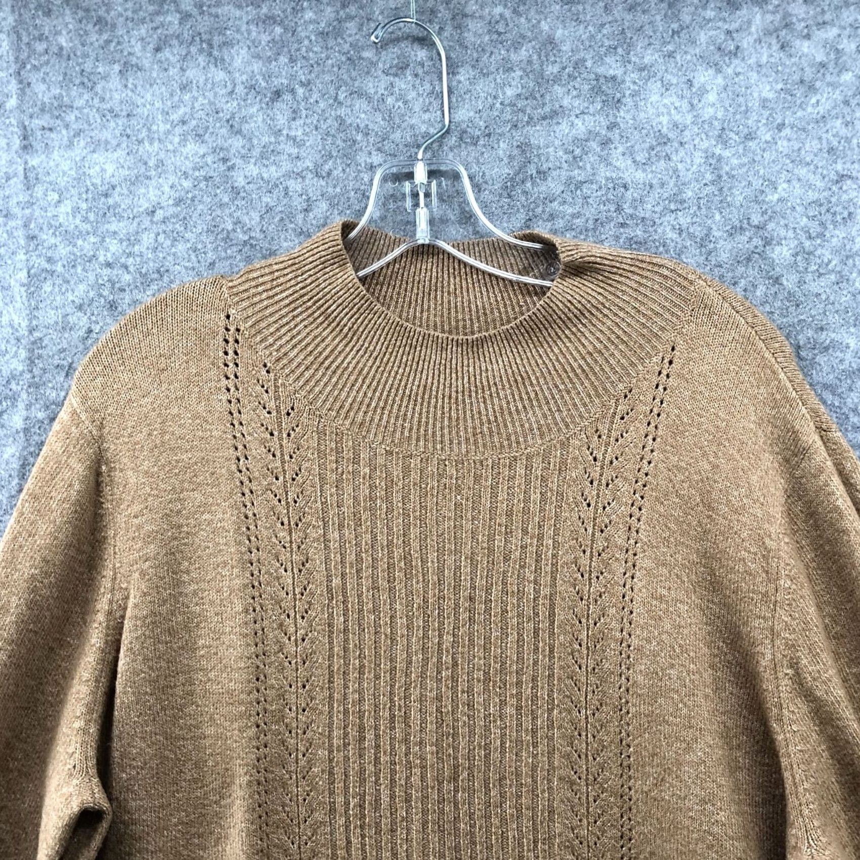 Old Navy Old Navy Pointelle Mock Neck Sweater Womens XL Camel Tan Stretch Knit Pullover Casual Fall Winter Knit Cotton Blend Size XL / US 12-14 / IT 48-50 - 3 Thumbnail