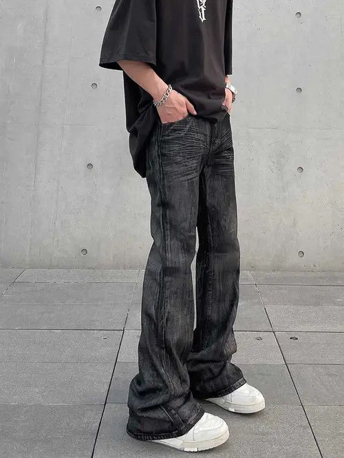 Jean Black Coated Stacked Flare Jeans Size US 32 / EU 48 - 7 Thumbnail