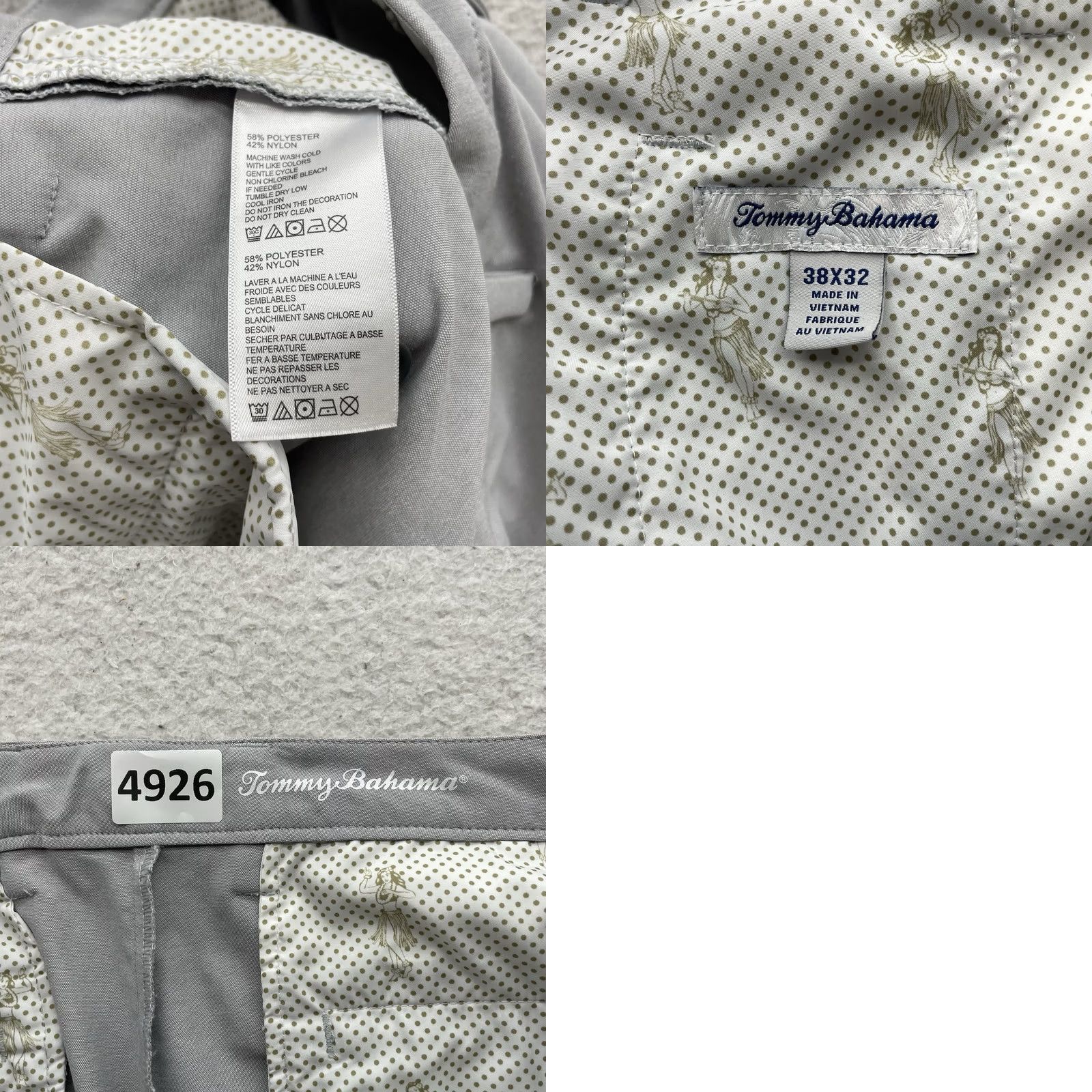 Tommy Bahama Tommy Bahama Pants Mens 39x31 Gray Nylon Polyester Straight Flat Front 39in Inseam Casual Chino Style Regular Color Gray Mens Size US 39 - 9 Thumbnail