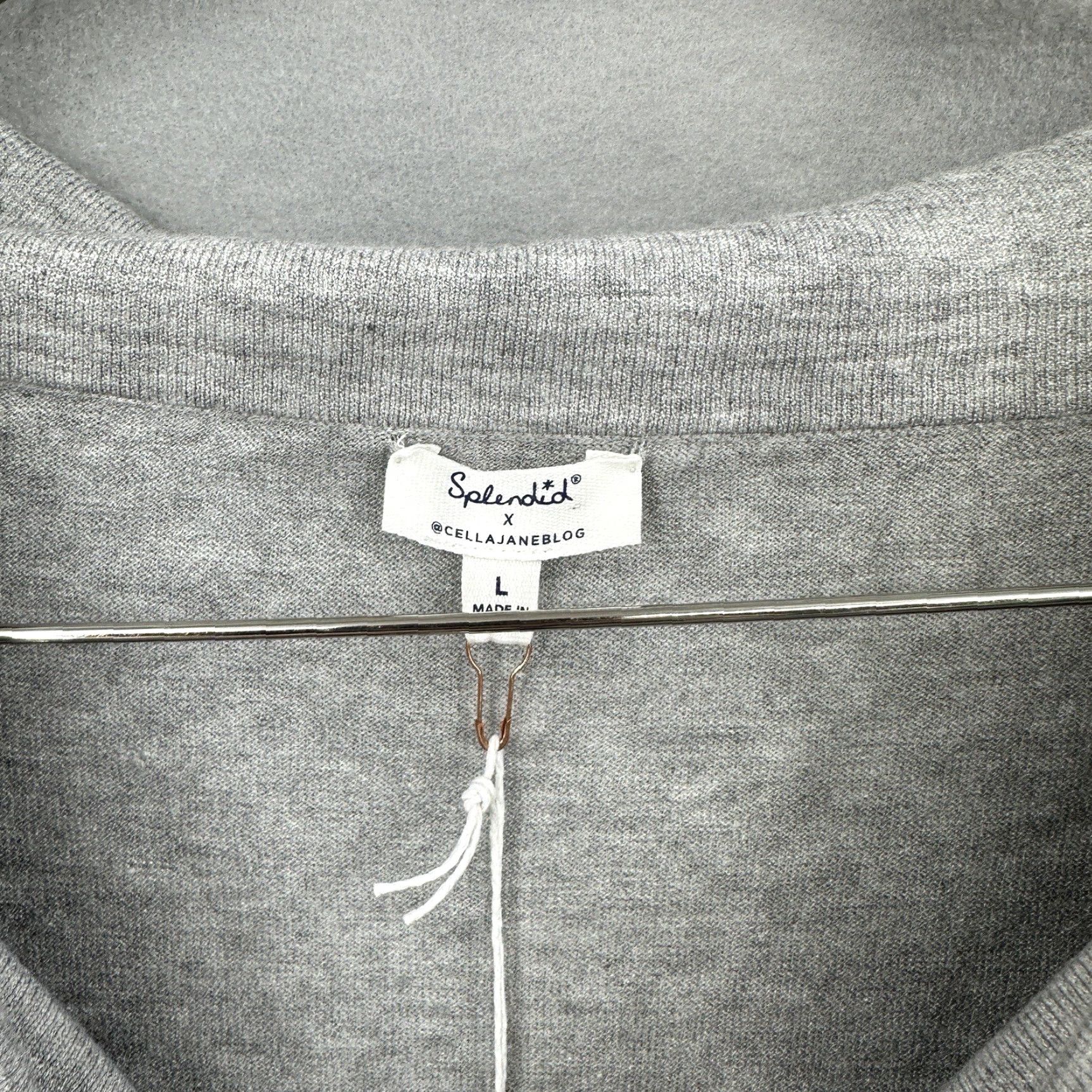 Splendid Splendid Women's Off the Shoulder Sweater, Large, Gray, Knit, Casual Blouse, Quiet Luxury, Long Sleeve Size L / US 10 / IT 46 - 6 Thumbnail