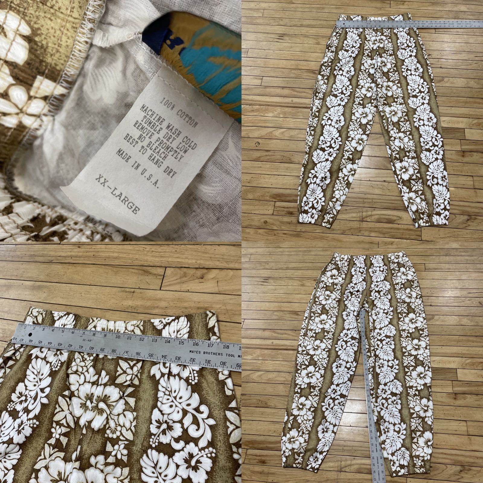 Vintage VINTAGE Reebesse Beverly Hills 2XL Brown Floral Hawaiian Pants 80s Parachute Tapered Jogger Baggy Streetwear Men's Size US 39 - 8 Thumbnail