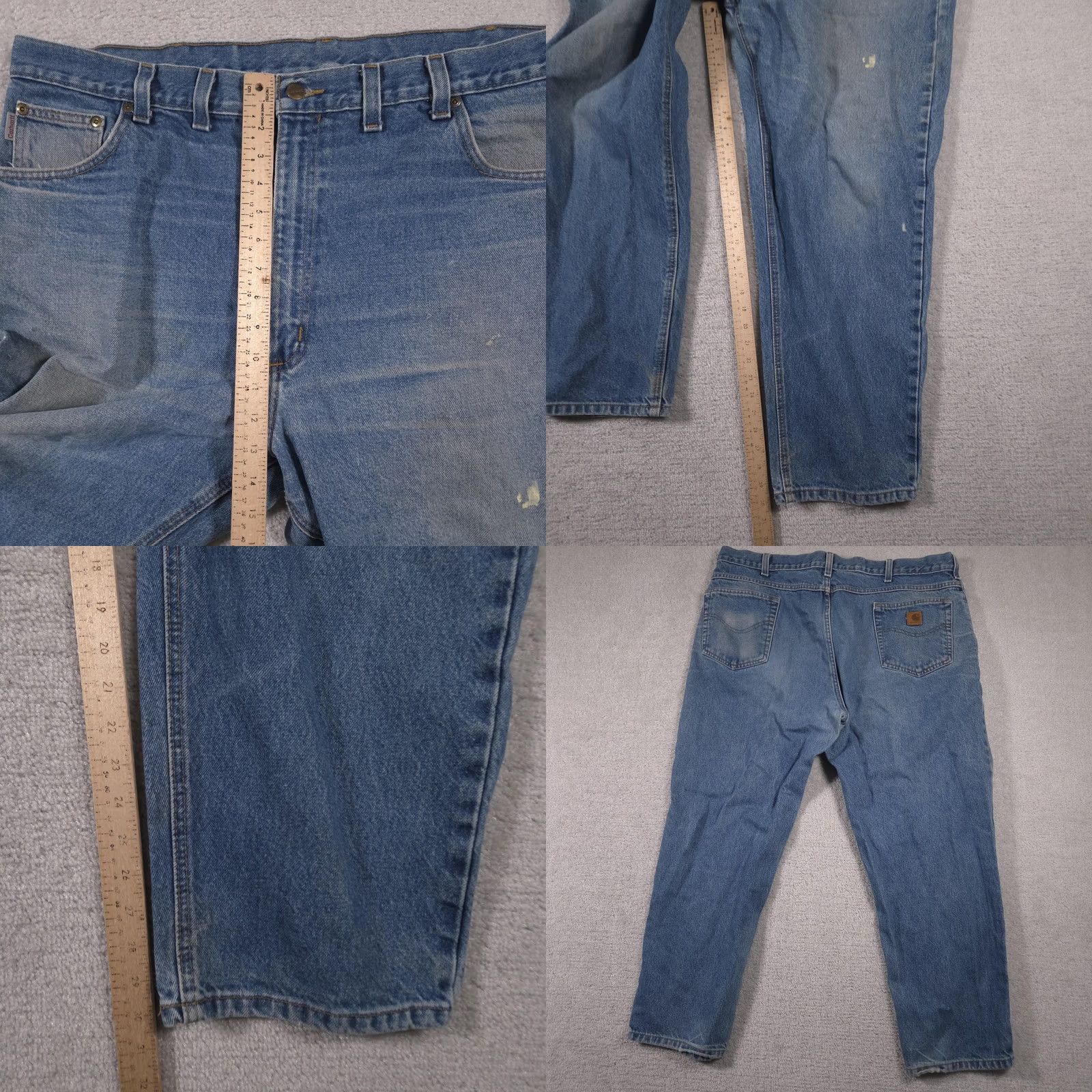 Carhartt VINTAGE Carhartt Jeans Mens 44x30 Blue Relaxed Fit B17 DST Denim Distressed Paint Stain Regular Men? Size US 44 / EU 60 - 10 Thumbnail