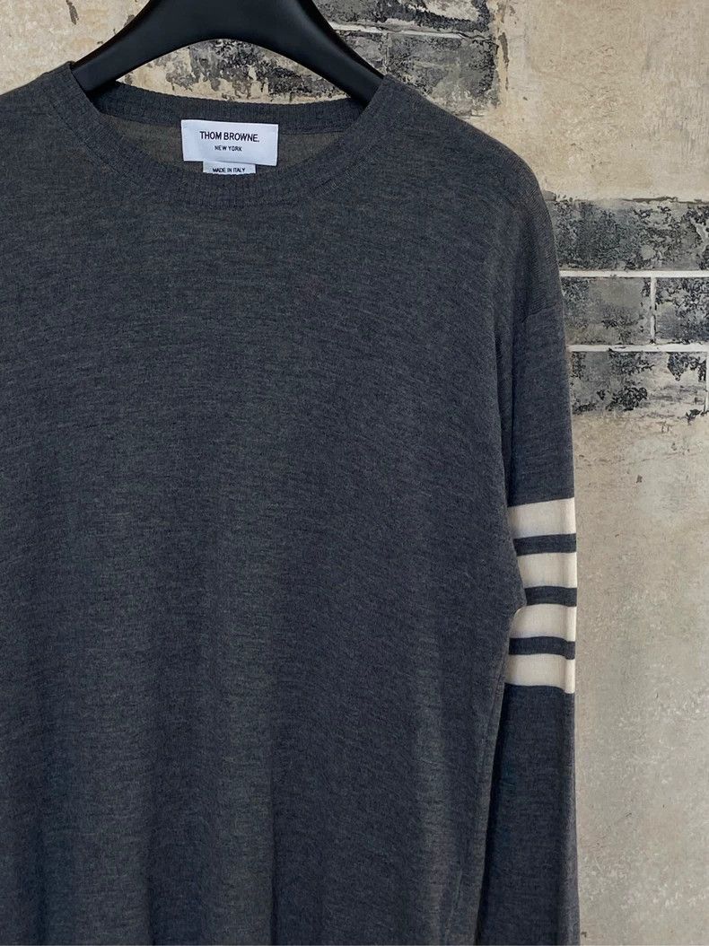 Thom Browne THOM BROWNE Classic Grey All Wool T-Shirt 2502-Nextarrow Size US L / EU 52-54 / 3 - 4 Thumbnail
