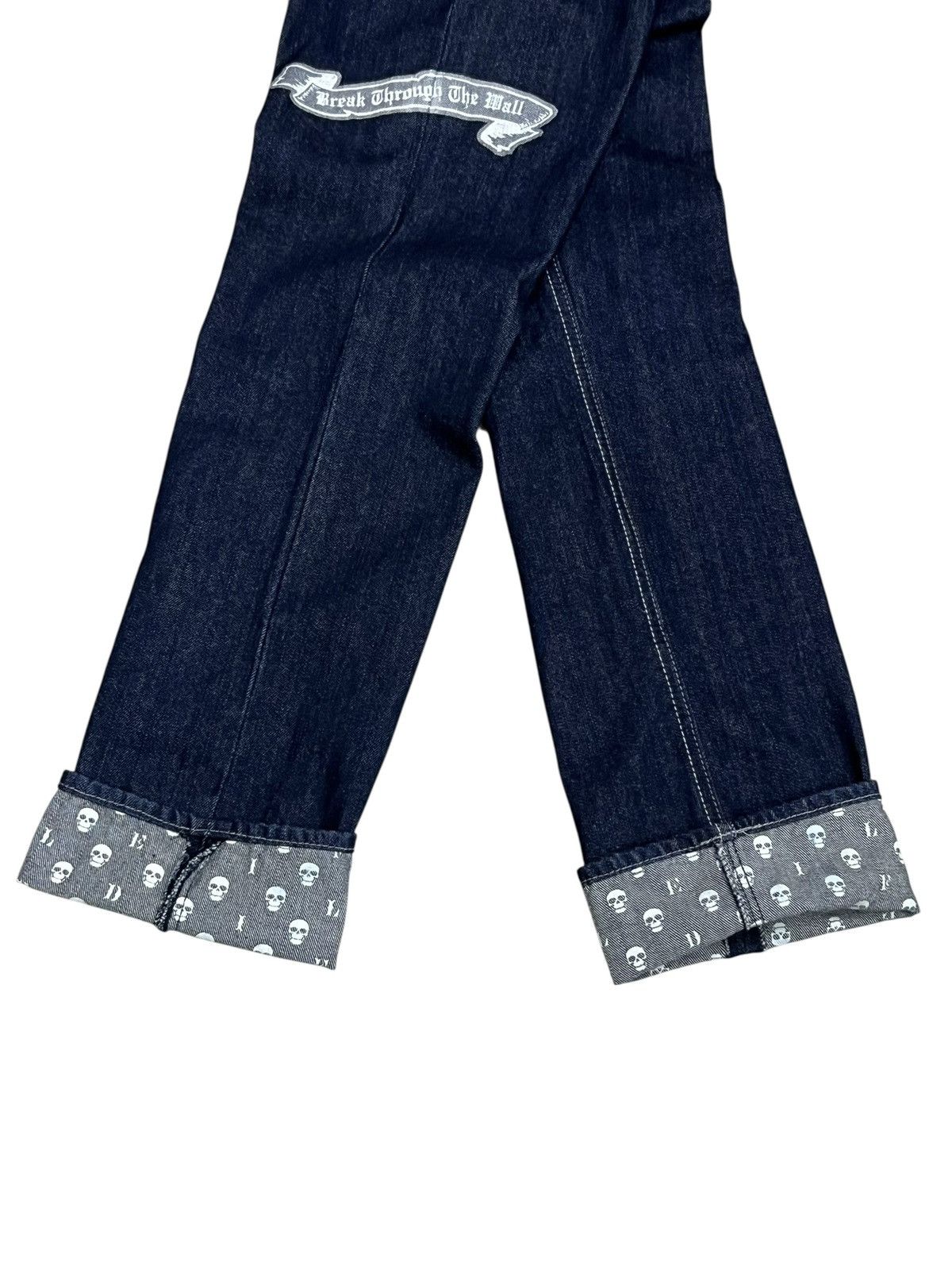 Japanese Brand FYE🔥WILD LIFE Punk Skull Embroidered Punk Denim L 31” Size US 31 - 7 Thumbnail