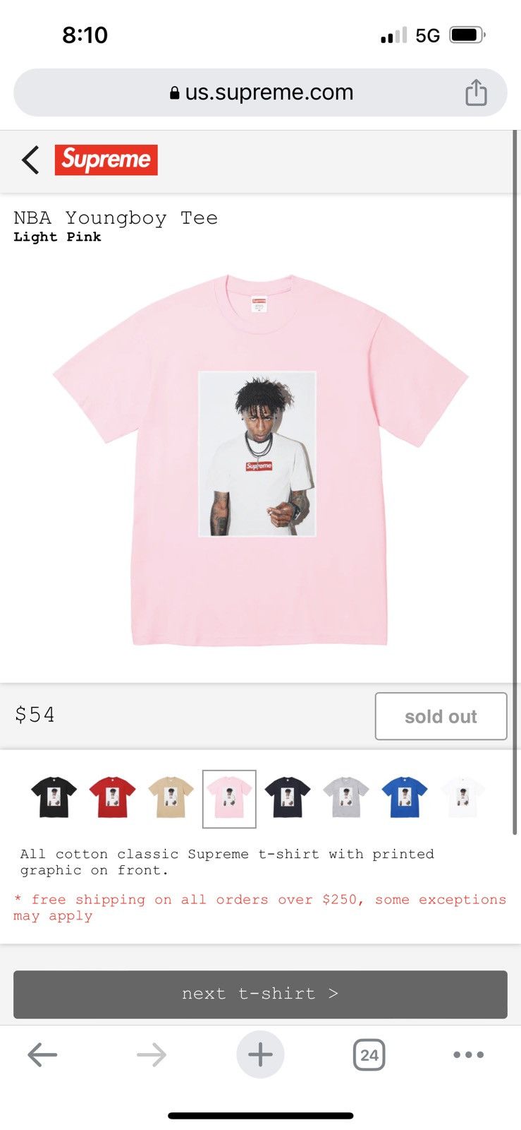 Supreme Supreme NBA Youngboy Tee XL T shirt Pink | Grailed
