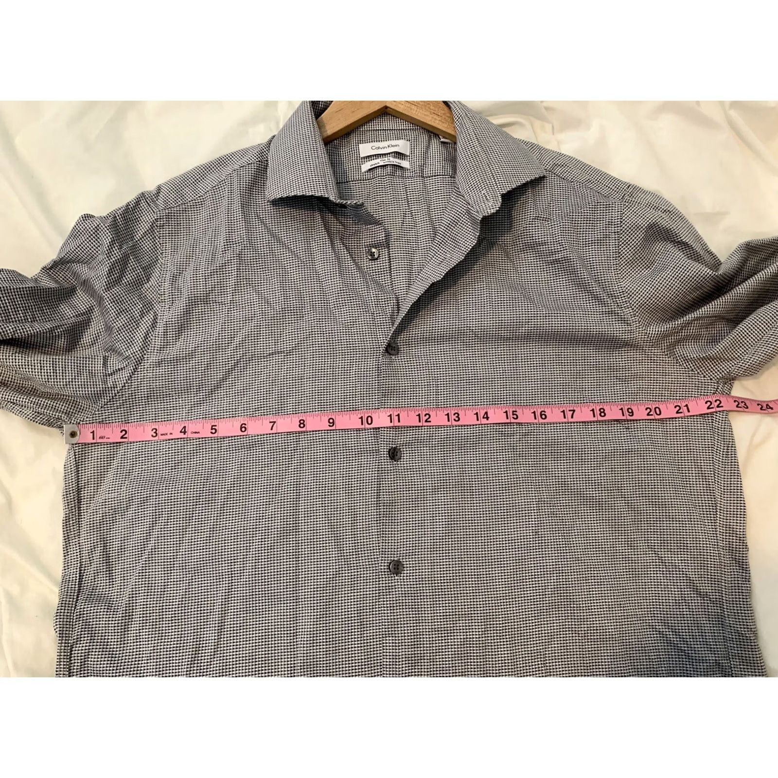 Calvin Klein Calvin Klein CK Slim Fit Plaid Long Sleeve Button Shirt Men's Large Gray White Size US L / EU 52-54 / 3 - 4 Thumbnail