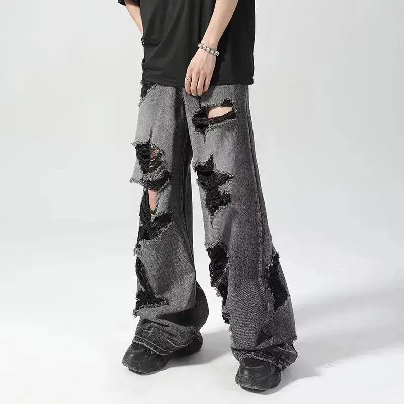 Japanese Brand Vintage high street wide leg ripped jeans Size US 32 / EU 48 - 2 Thumbnail