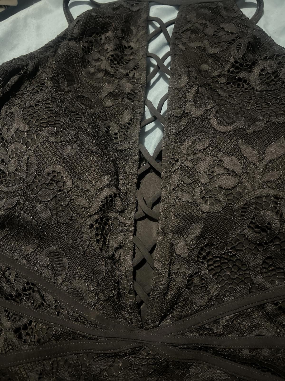 Other Gotten Black Lace One-Piece Swimsuit with Crisscross $158 Size ONE SIZE - 3 Thumbnail