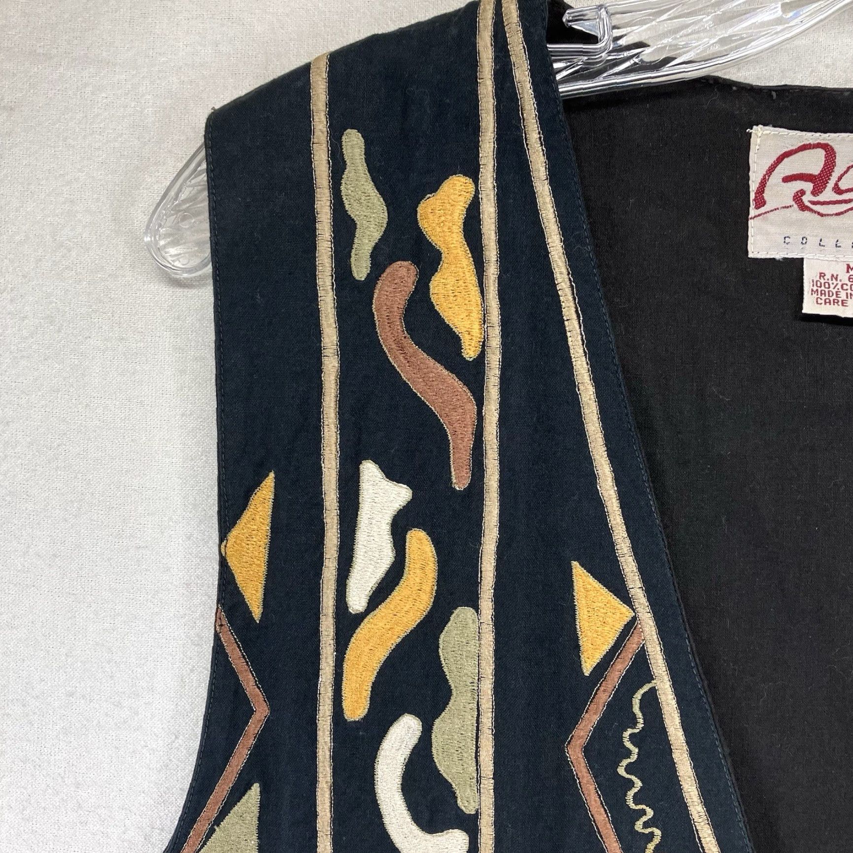 Vintage VINTAGE Women's Vest Tribal Embroidered Earth Tones All Cotton Zip Front Medium Size M / US 6-8 / IT 42-44 - 7 Thumbnail