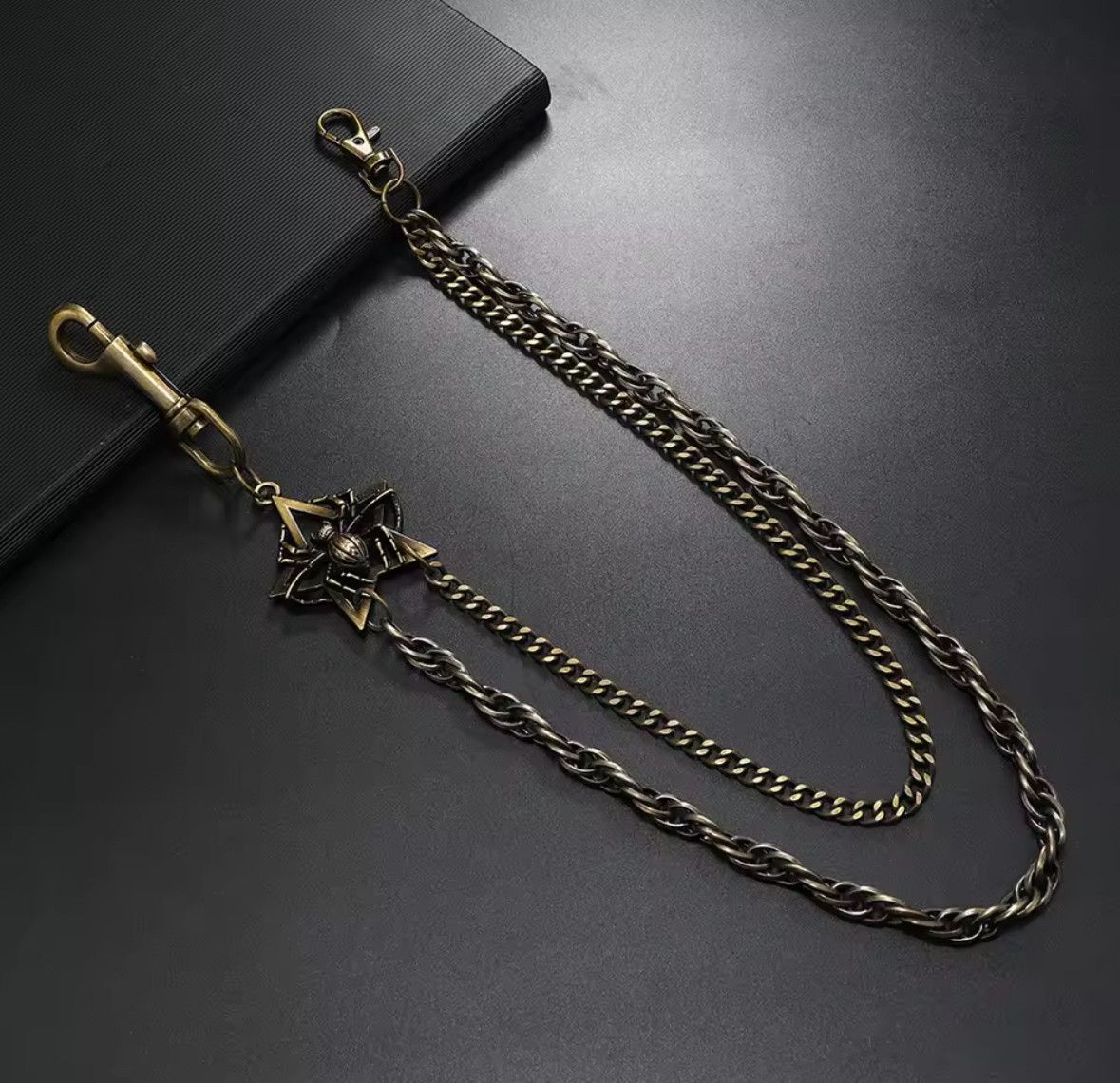 Other Punk Spider Star Metal Pants Double Chain Wallet Belt Chain Size ONE SIZE - 4 Thumbnail