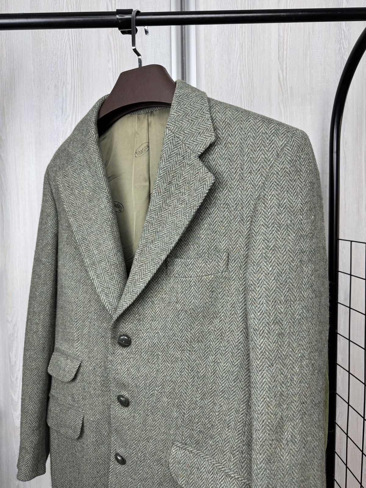 Magee Magee Donegal Tweed herringbone grey trim sport coat blazer Size 38R - 7 Thumbnail
