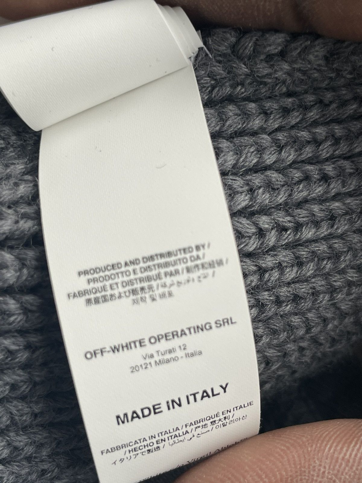 Off-White OFF WHITE Wool Embroidered Hand Logo Beanie Grey Size ONE SIZE - 13 Thumbnail