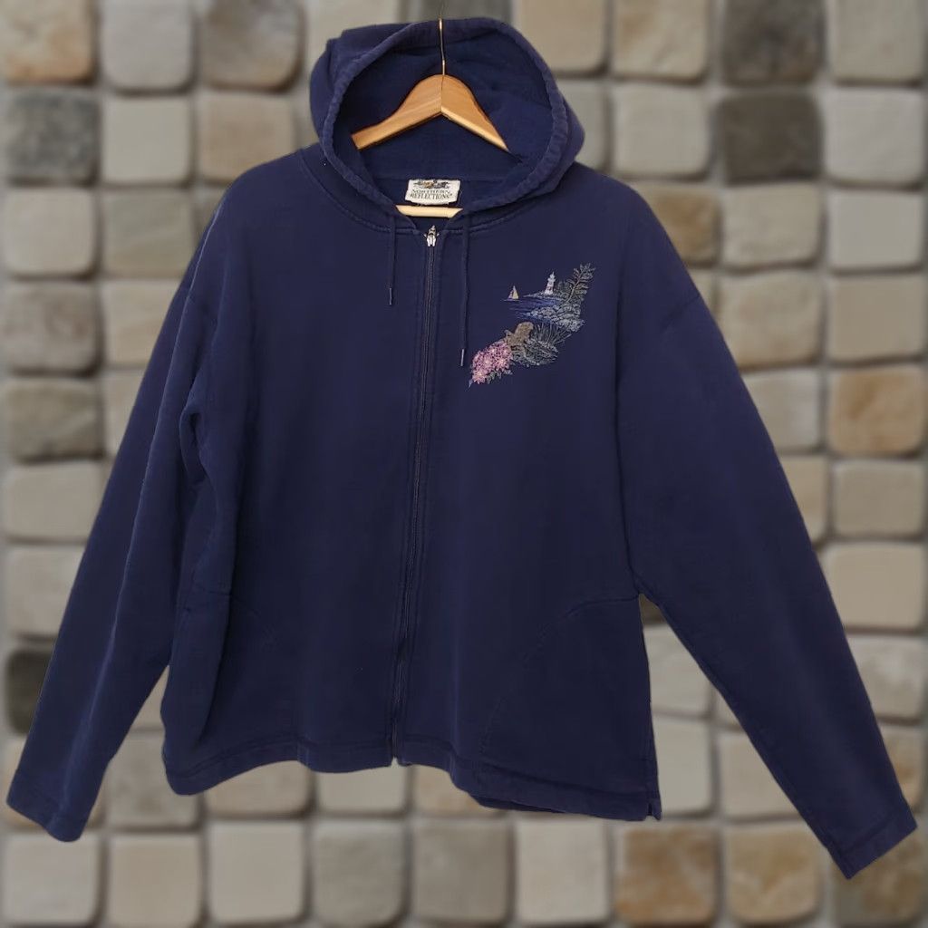 Northern Reflections VINTAGE Northern Reflections Hoodie Sweatshirt Women 2X Blue Seashore Lighthouse Coastal Knit Activewear Size XXL / US 16-18 / IT 52-54 - 1 Thumbnail