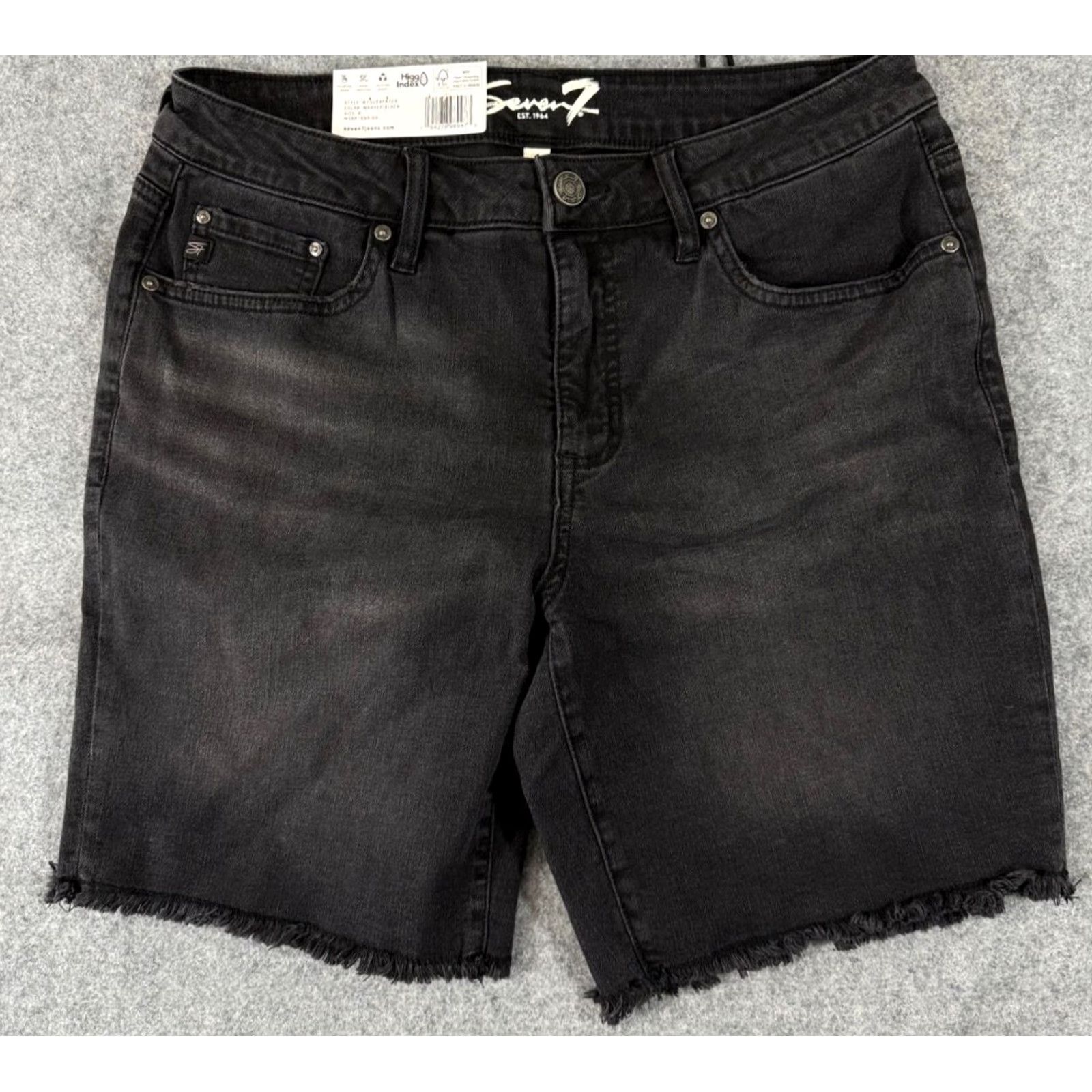 Vintage Seven7 Bermuda Shorts Womens 8 Washed Black Relaxed Fit Mid Rise Frayed Hem Pockets NWT Size 30" / US 8 / IT 44 - 2 Thumbnail