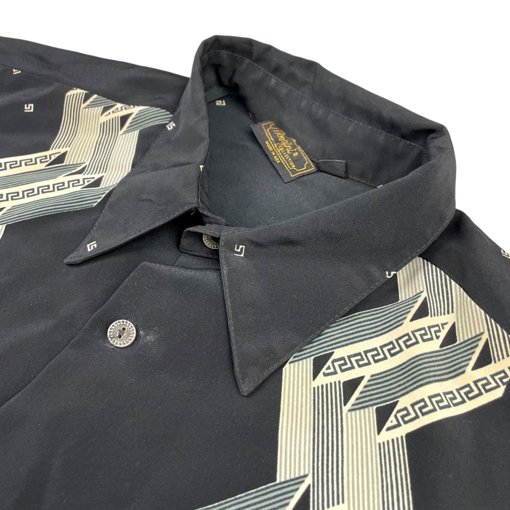 Vintage VINTAGE Monzini Shirt Geometric Baroque Black 2XL Long Sleeve Button-Up USA Mens Size US XXL / EU 58 / 5 - 2 Thumbnail