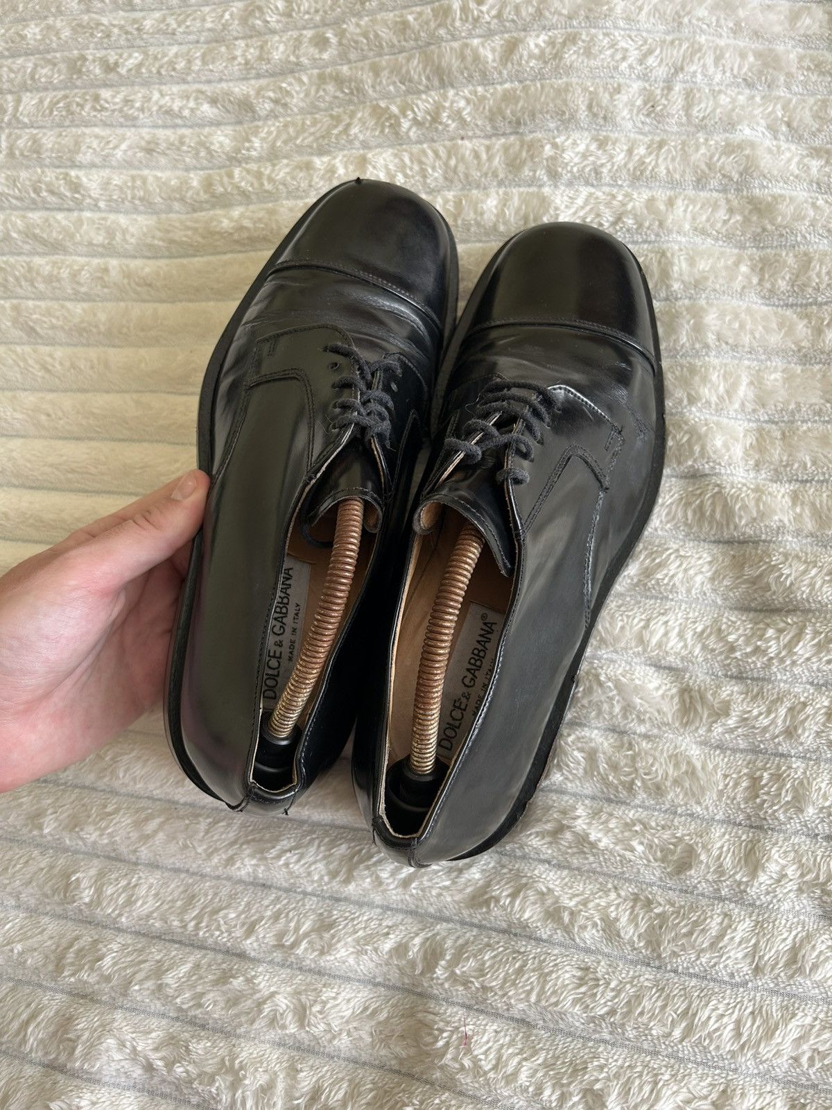 Dolce & Gabbana Dolce&Gabbana Black Leather Square Toe Lace-Up Oxfords US 7 Size US 7.5 / EU 40-41 - 8 Thumbnail