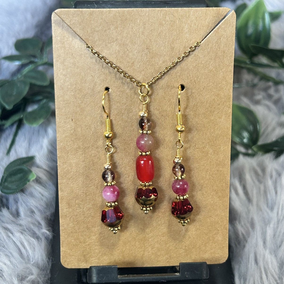 Handmade Handcrafted di-cut art glass elbaite necklace set Size ONE SIZE - 2 Thumbnail