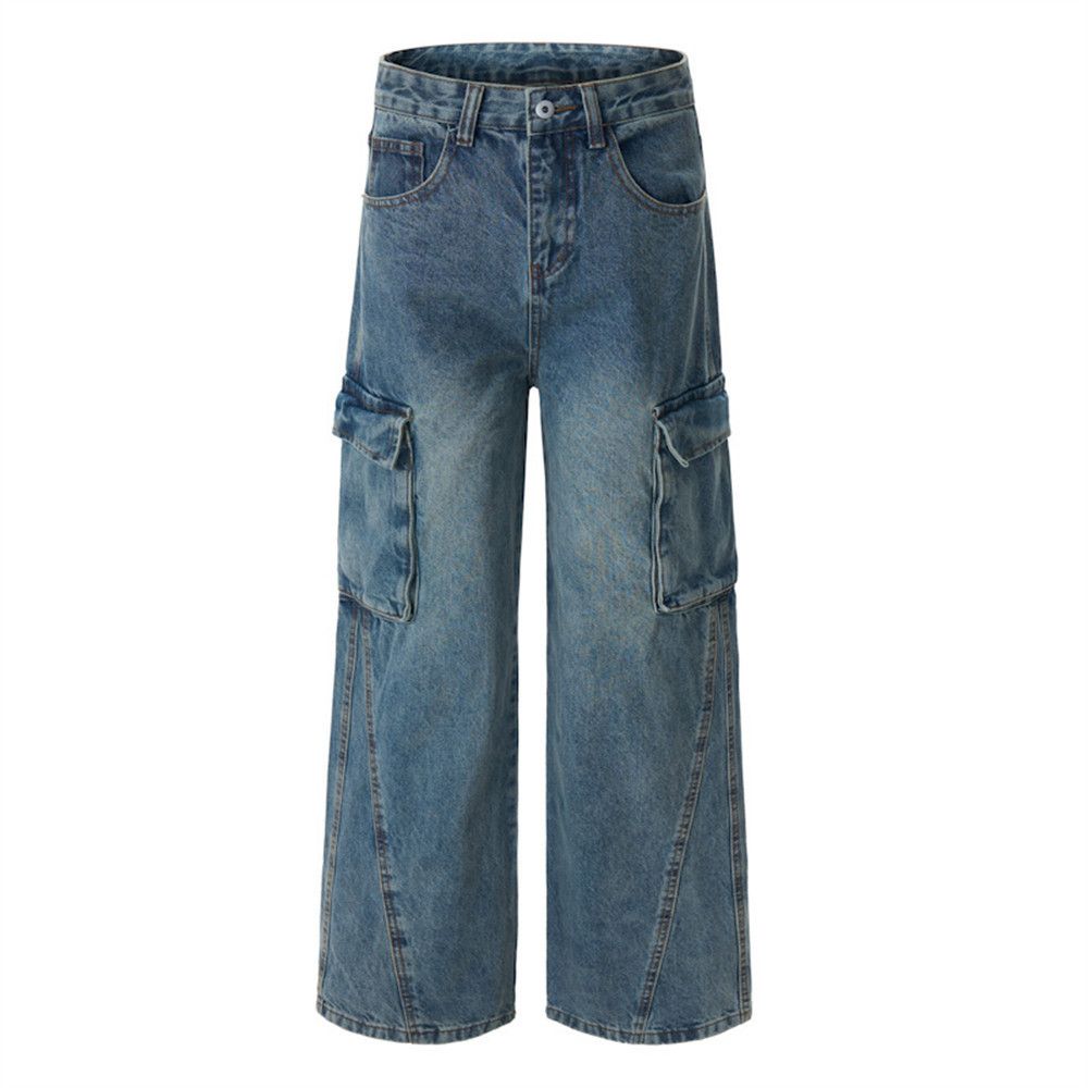 Vintage Distressed, washed punk retro men's loose-fitting work jeans Size US 32 / EU 48 - 4 Thumbnail
